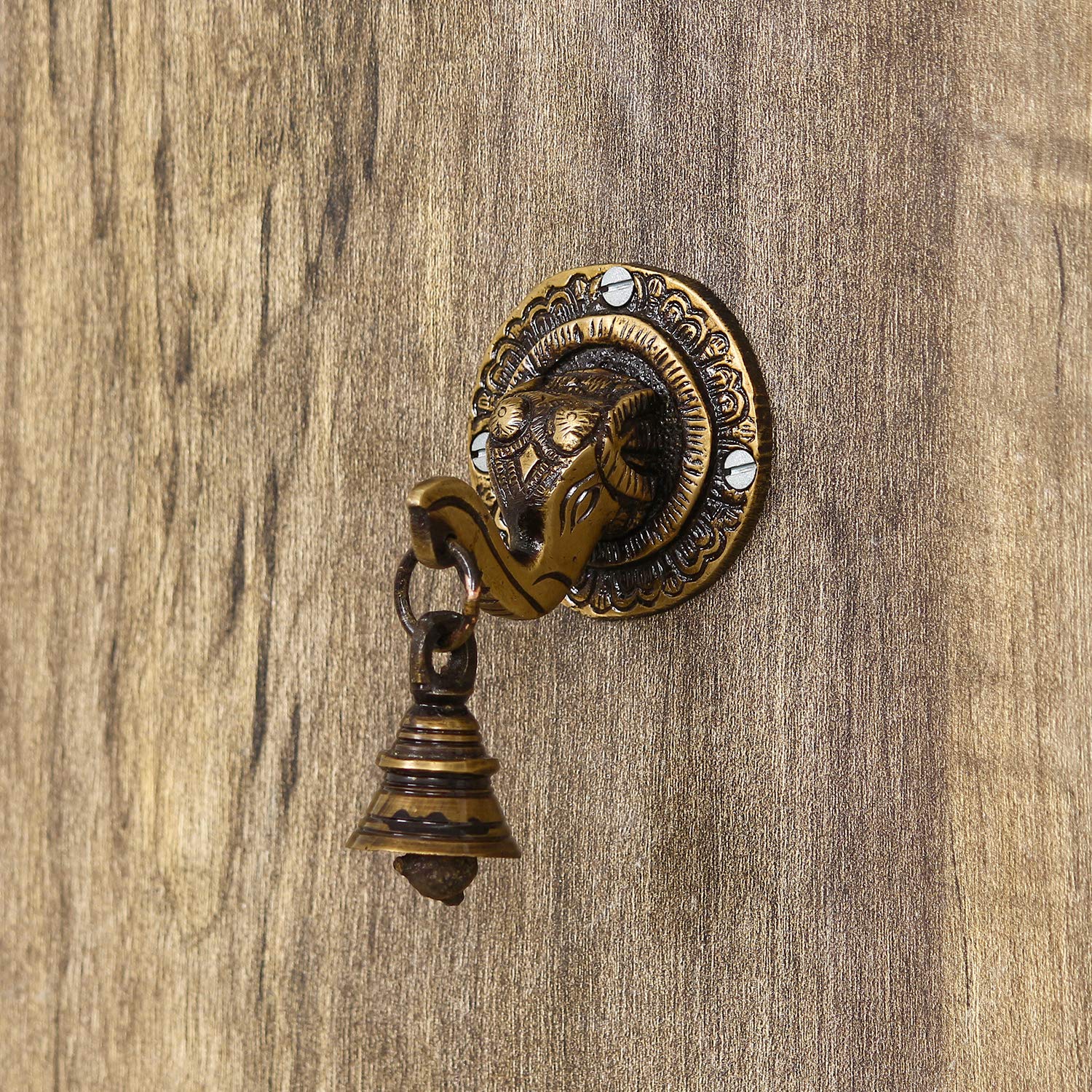 Ecraftindia Brass Lord Ganesh Face Wall Hanging With Bell (Bgg518)