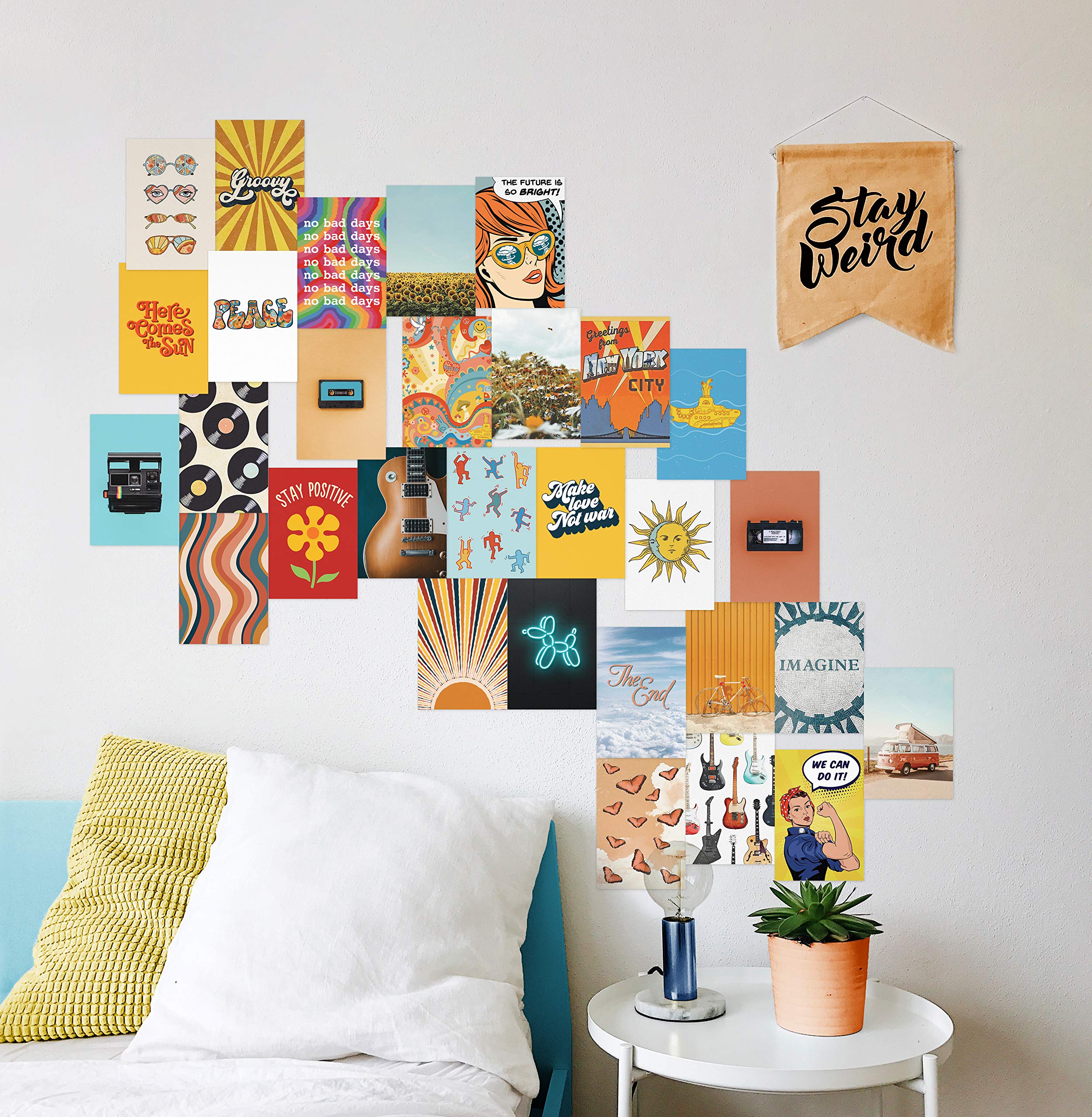 Haus And Hues Aesthetic Wall Collage Kit For Teens - Hippie Posters And Aesthetic Pictures For Wall Collage | Photo Wall Collage
