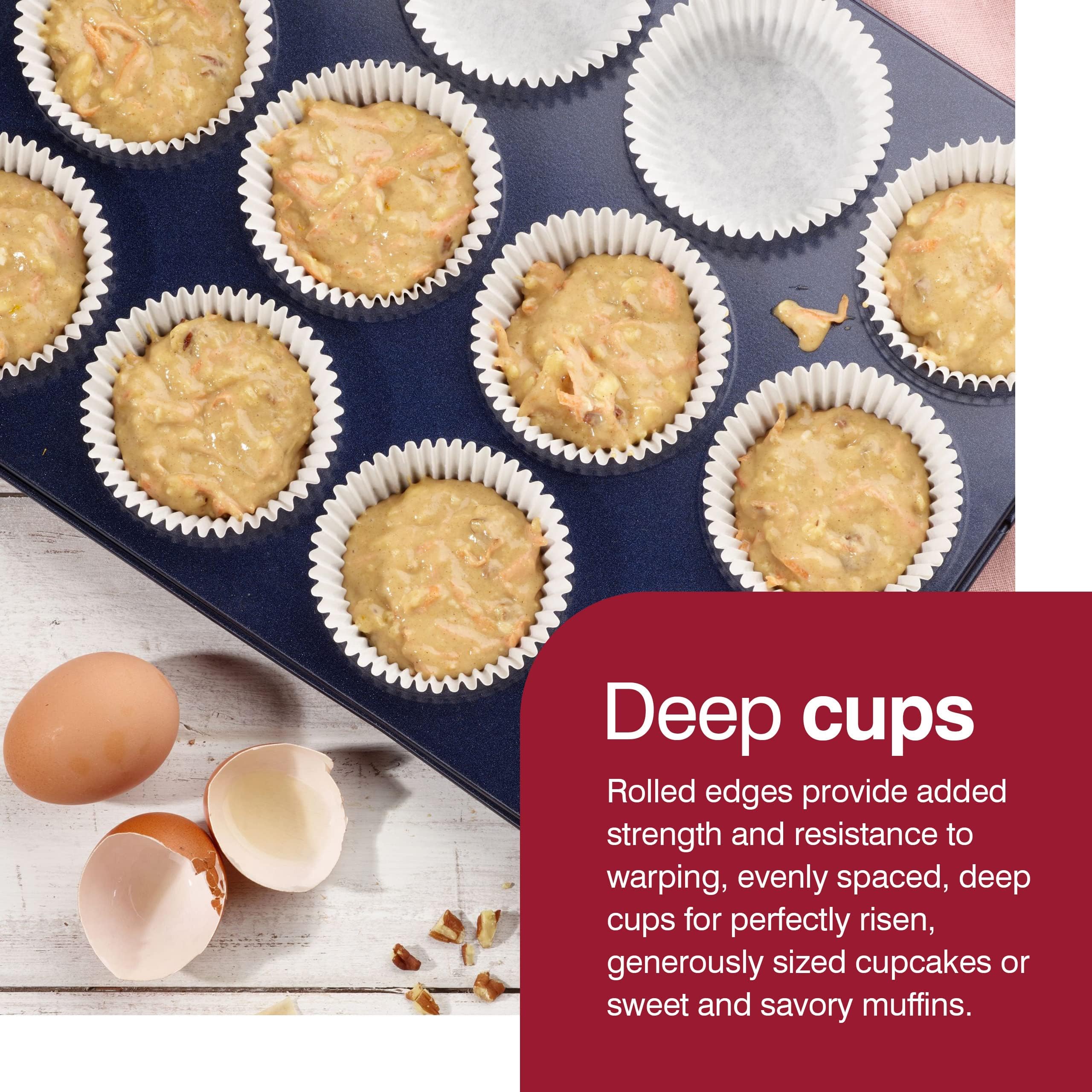 Zyliss E980200 Non-Stick 12 Hole Muffin Tin | Carbon Steel | Dark Blue | Baking Tins/Yorkshire Puddings/Mini Cake/Small Cakes |
