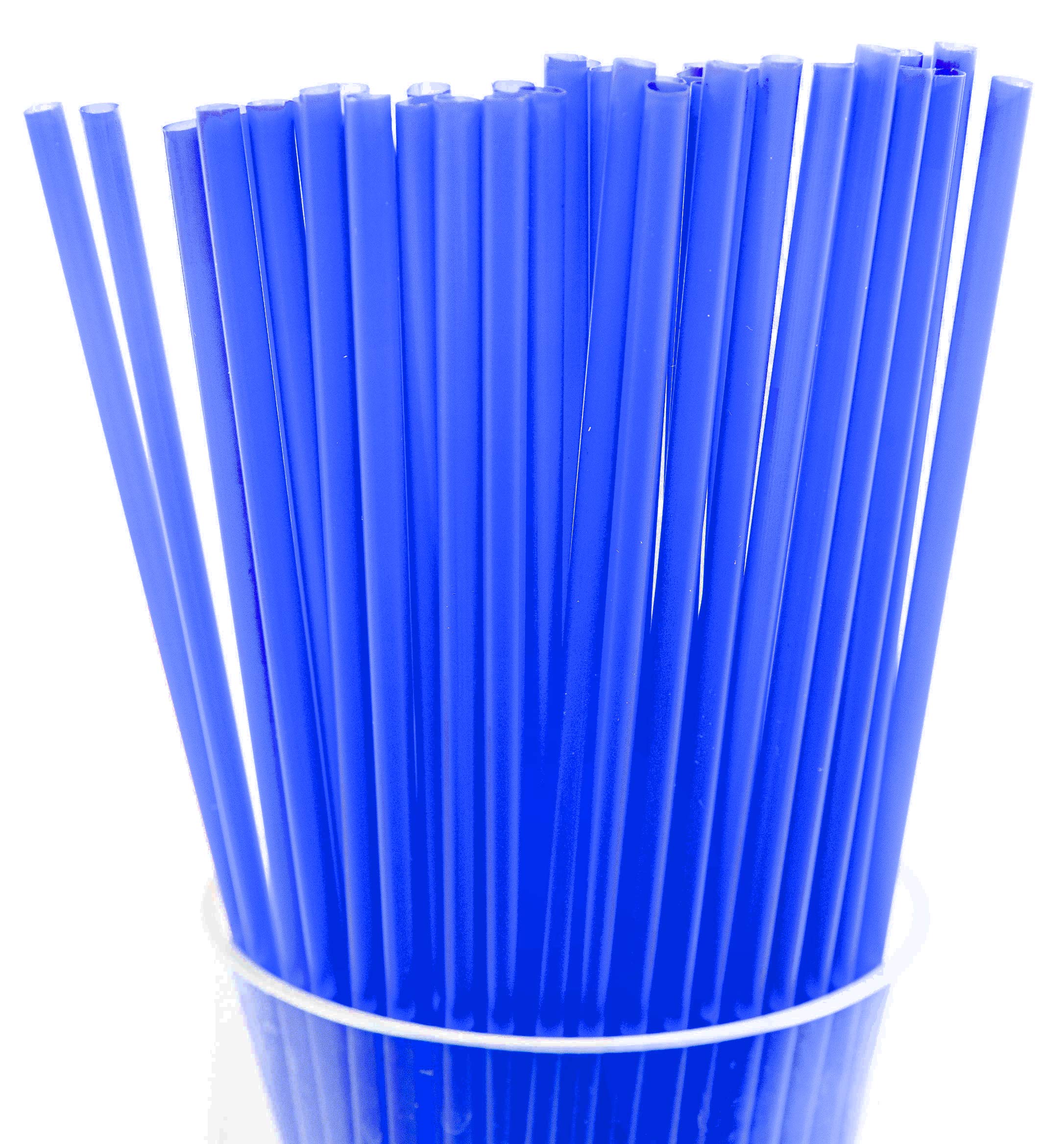 Made In Usa Pack Of 250 Unwrapped Bpa-Free Plastic Slim Extra Long Drinking Straws (Blue - 18'' X 0.21'')