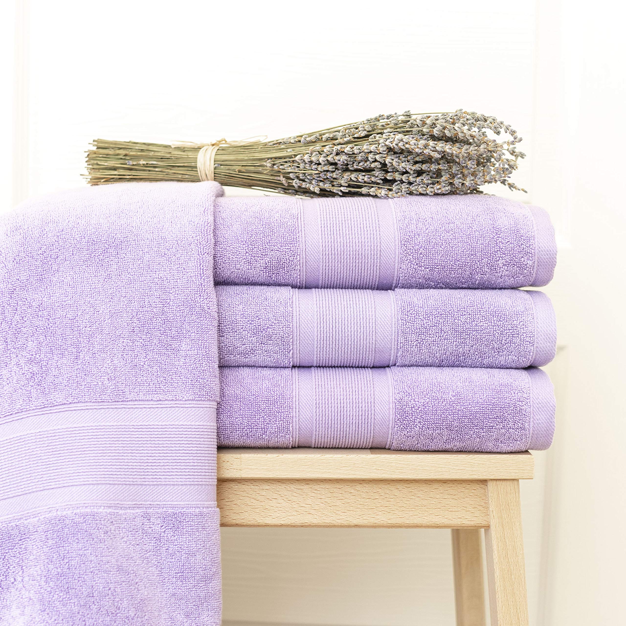 Luzia 8 Piece Bathroom Towel Set - 100% Turkish Cotton, Premium Quality - 2 Bath Towels 2 Hand Towels And 4 Washcloths (Lavender