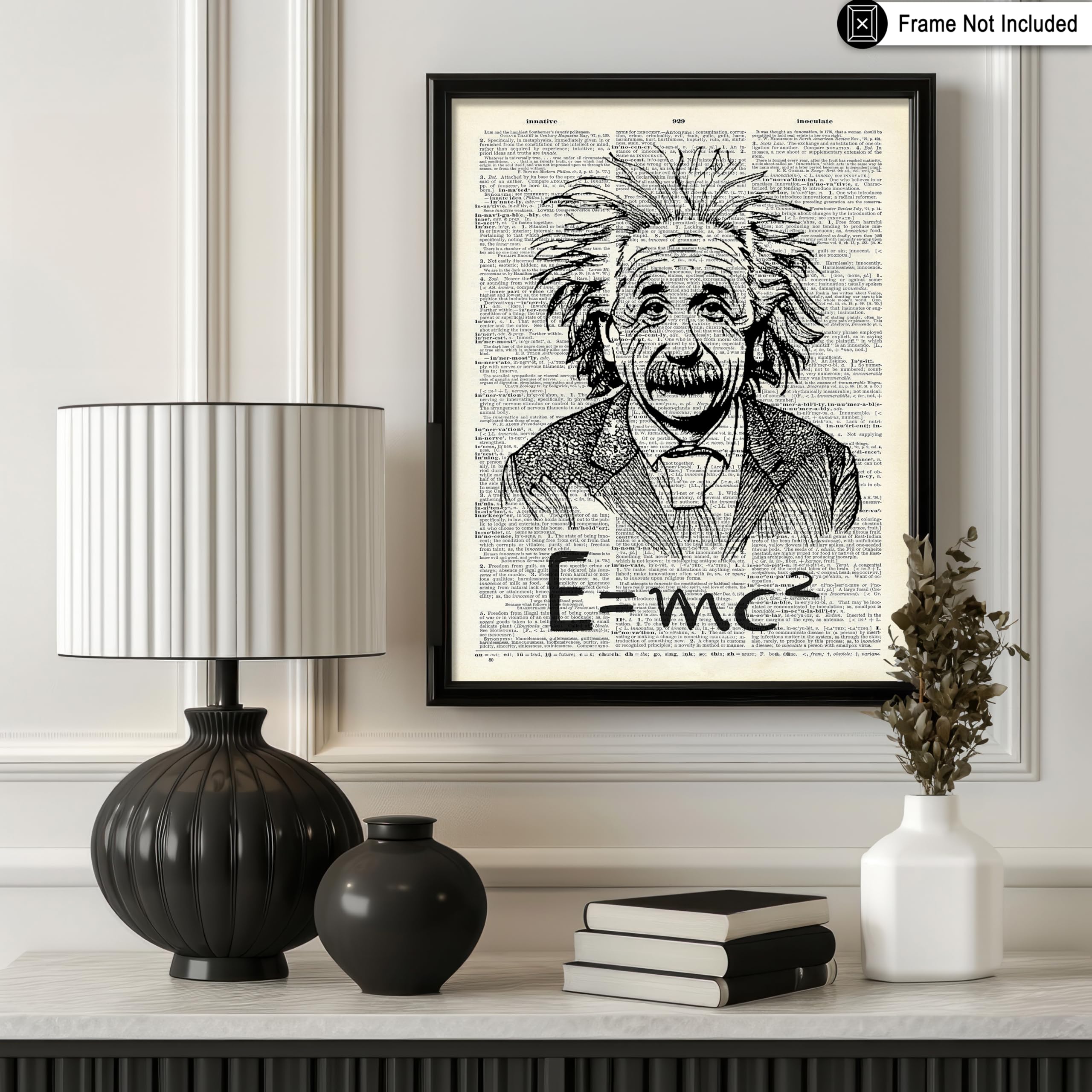 Poster Master Dictionary Art Poster - Albert Einstein Print - Portrait Art - Science Art - Gift For Student & Teacher - Wall Dec