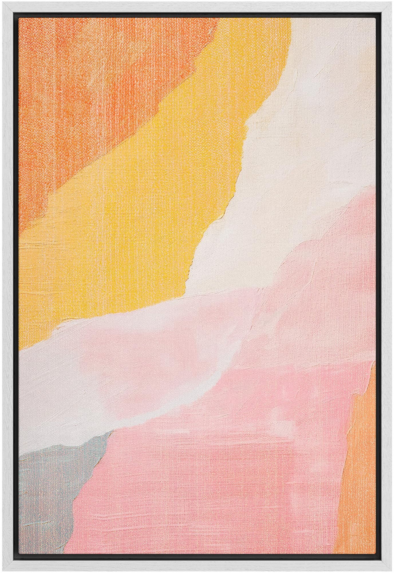 Signford Framed Canvas Print Wall Art Blush Pink Orange Paint Strokes Abstract Geometric Illustration Minimalism Decorative Colo