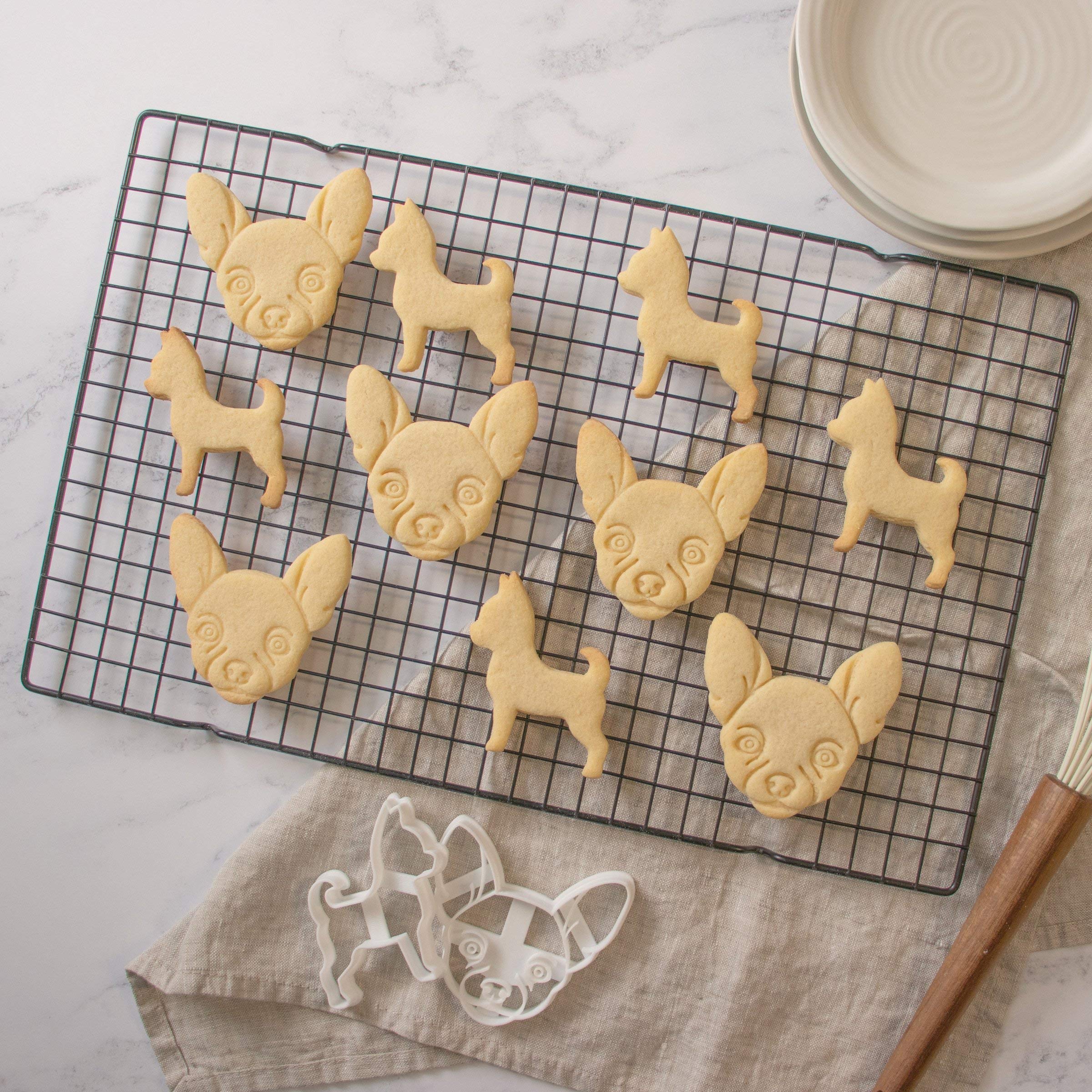 Set Of 2 Chihuahua Cookie Cutters (Designs: Chihuahua Silhouette And Chihuahua Face), 2 Pieces - Bakerlogy