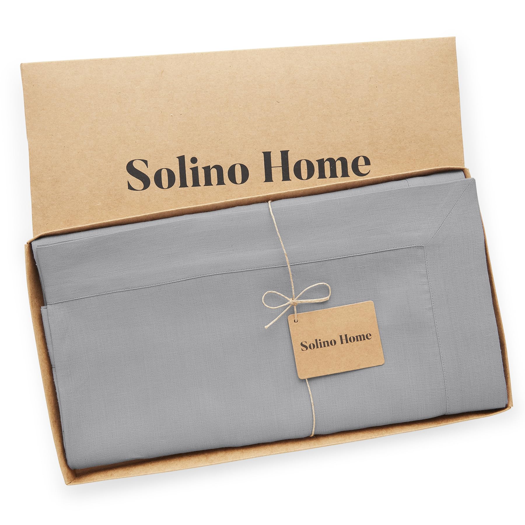Solino Home Soft Grey Linen Tablecloth 72'' L X 54'' W Inch - Fete, 100% Pure Linen Table Cloth For Rectangle Tables - Machine W