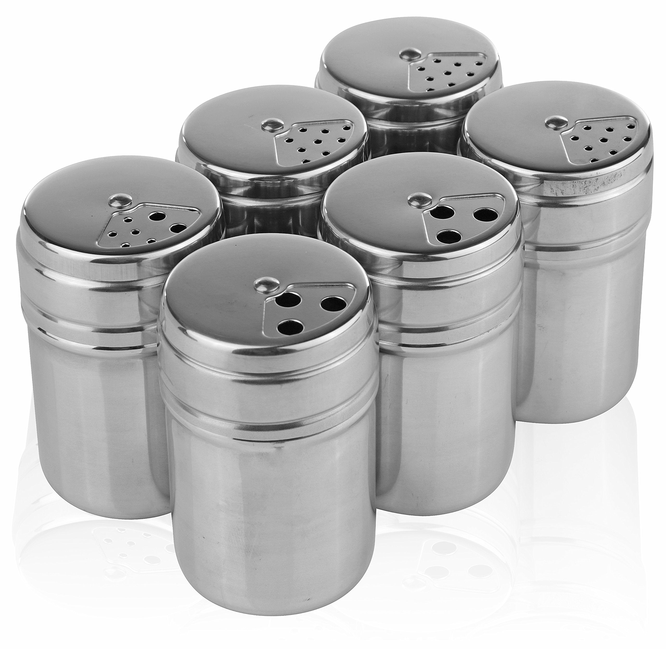 Wealers 6 Piece Stainless Steel Spice Shaker Jars Salt And Pepper Holder Bbq Spice Herbs 3 Size Cover With Bag For East Travel,