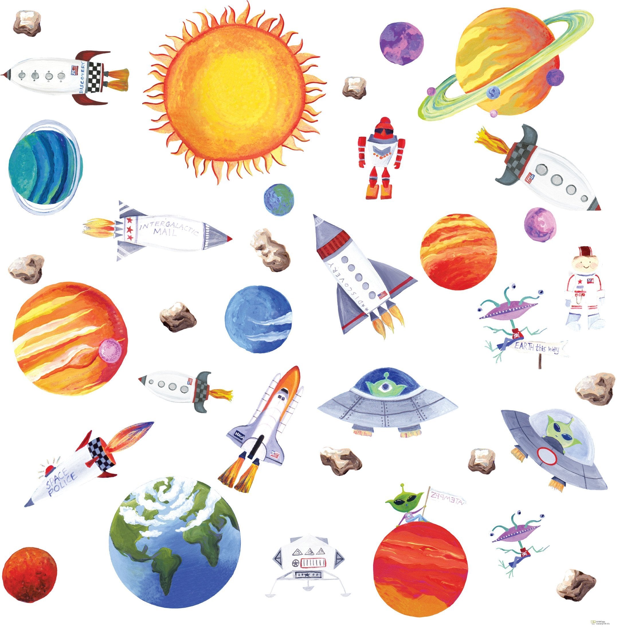 Roommates Rmk1316Scs Outer Space Peel And Stick Wall Decals