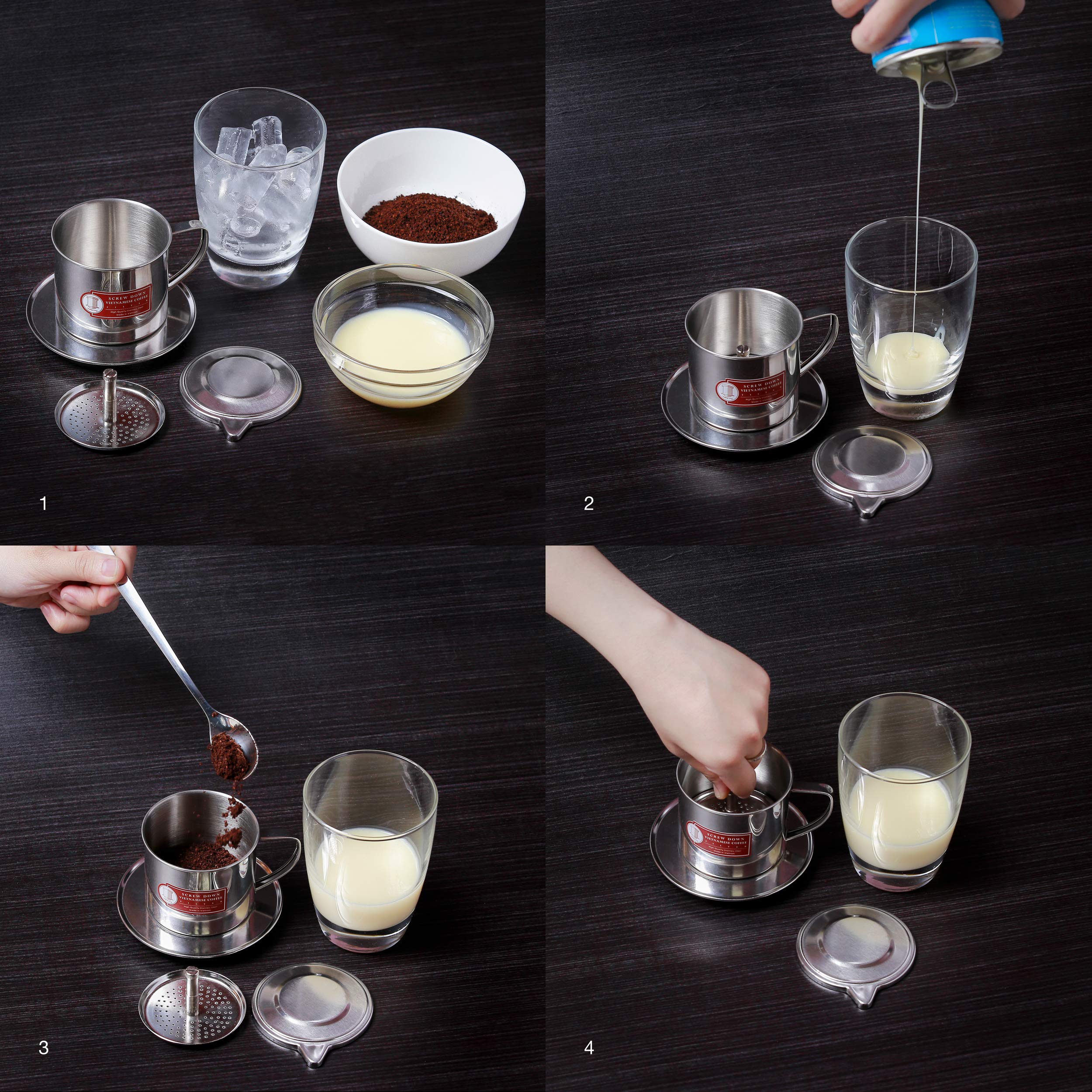 Thang Long Vietnamese Coffee Filter Maker - Stainless Steel, Medium (8 oz), Silver, Screw Down Phin, Authentic from Vietnam