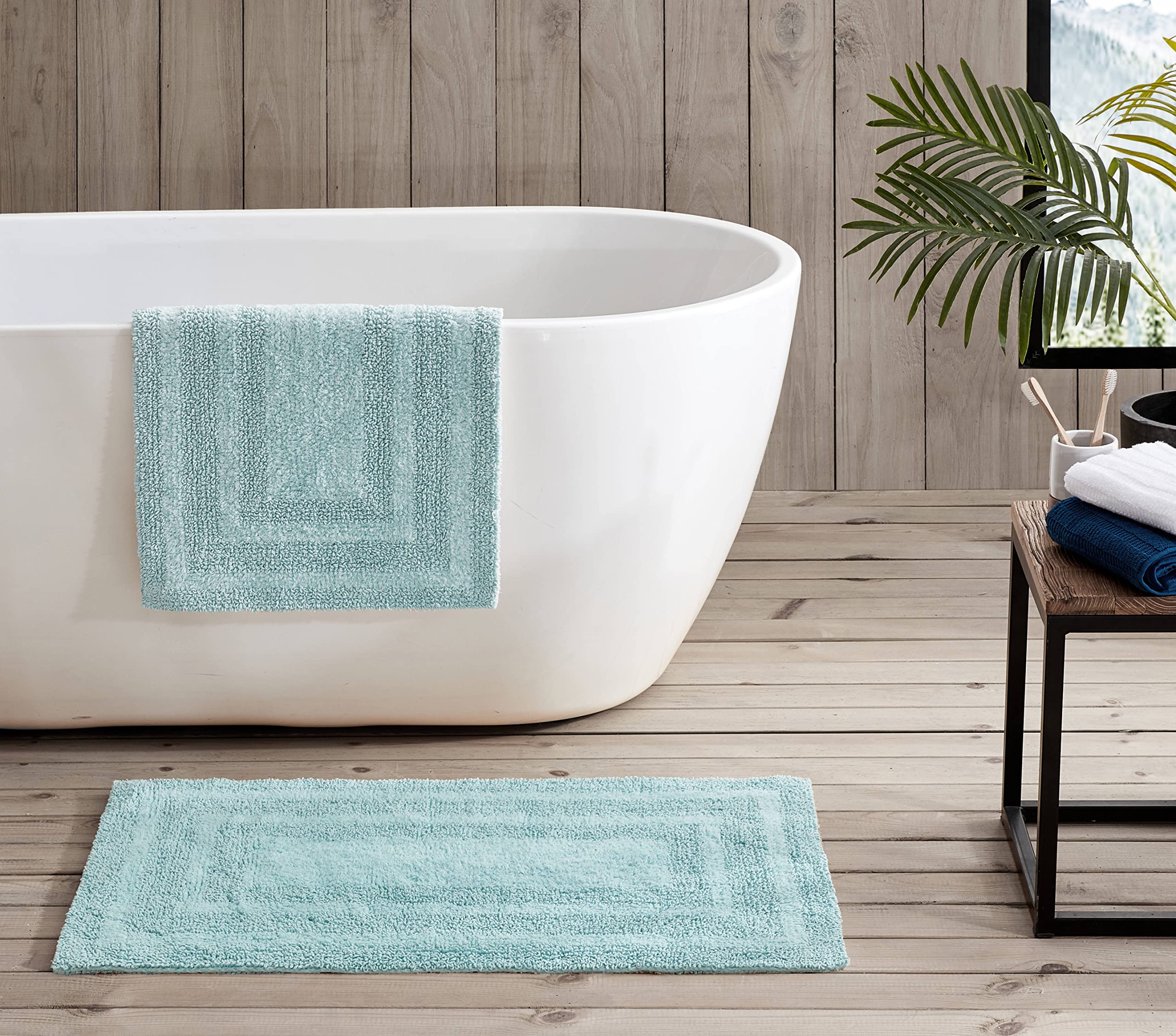 Eddie Bauer - Bathroom Rugs Set, Soft Tufted Cotton Bathroom Decor, Super Absorbent & Quick Dry (Logan Turquoise, 2 Piece)