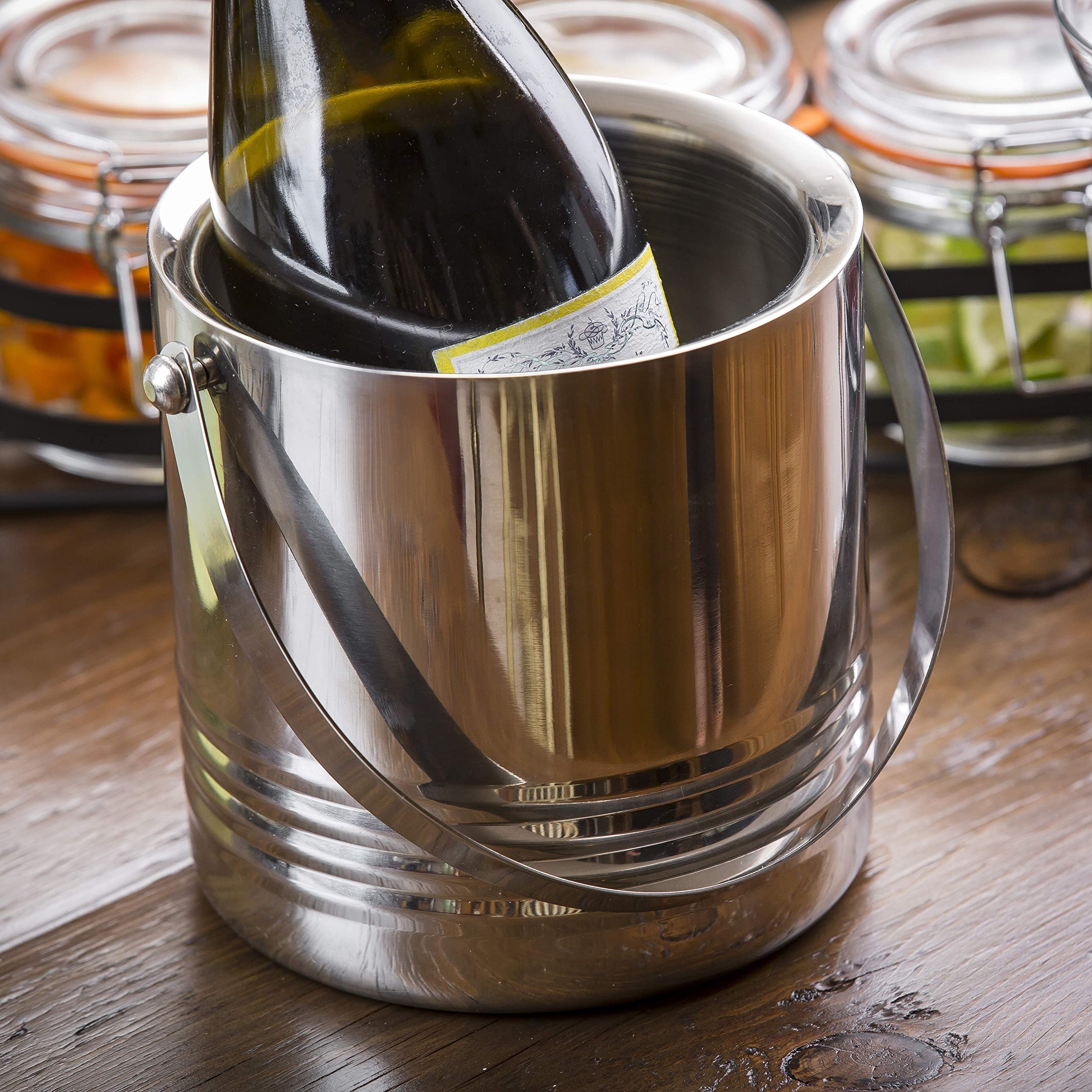 Tablecraft Products Rib76 Ice Bucket, 7.25'' X 6.5'', Large, Silver