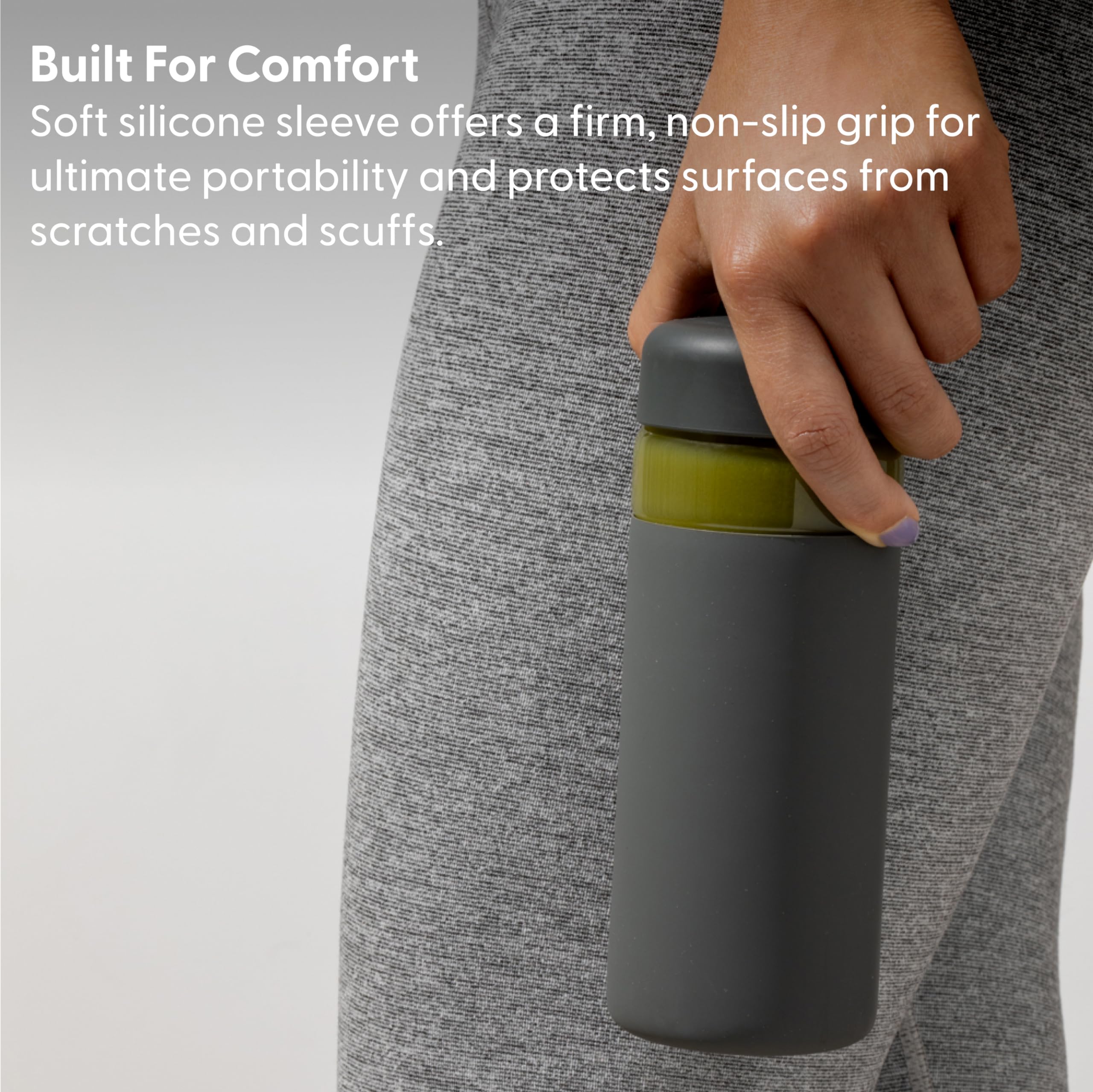 W&P Porter Glass Wide Mouth Water Bottle With Protective Silicone Sleeve, Lavender 16Oz, Leak-Proof Reusable Bottle, Dishwasher