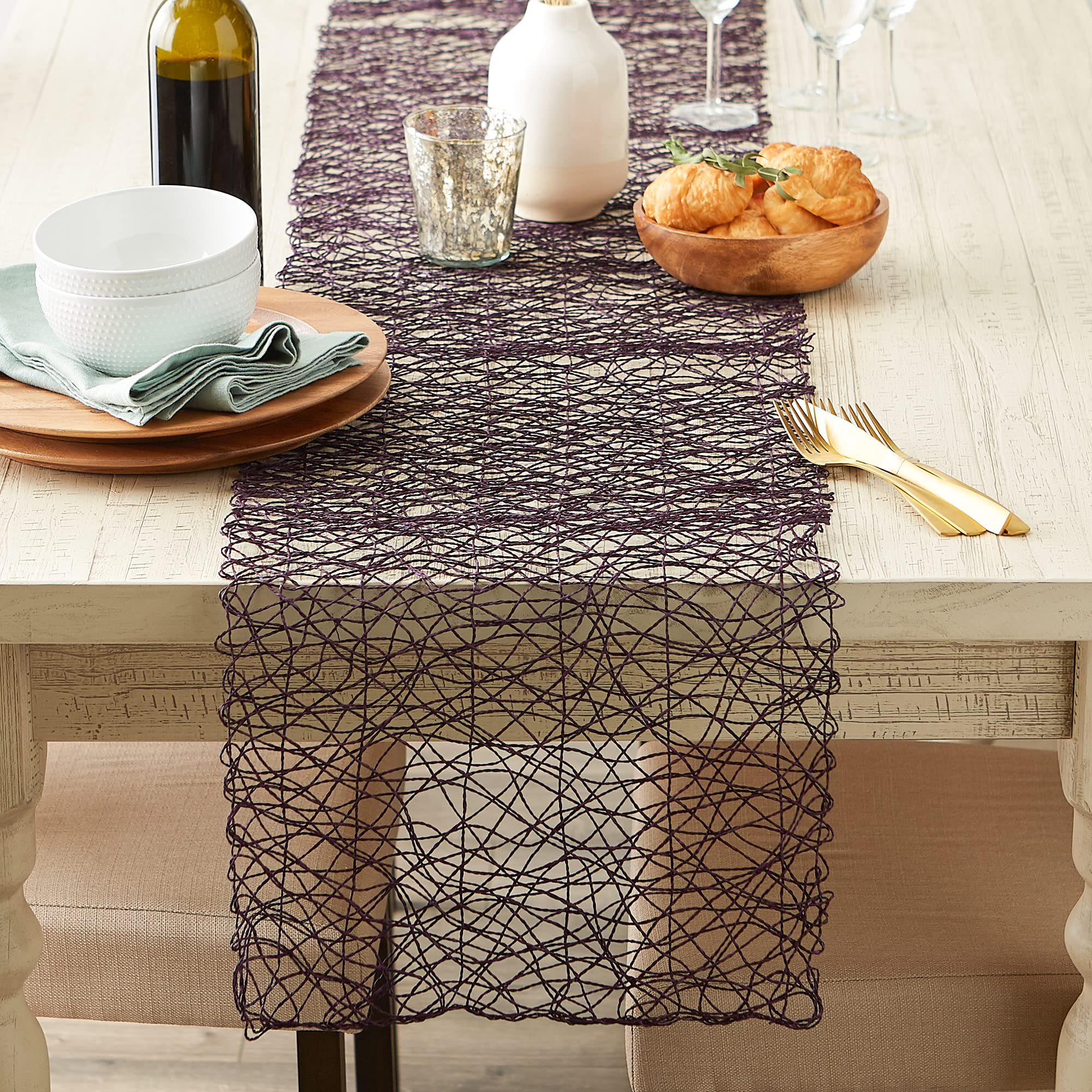 EGGPLANT WOVEN PAPER TABLE RUNNER 14x72