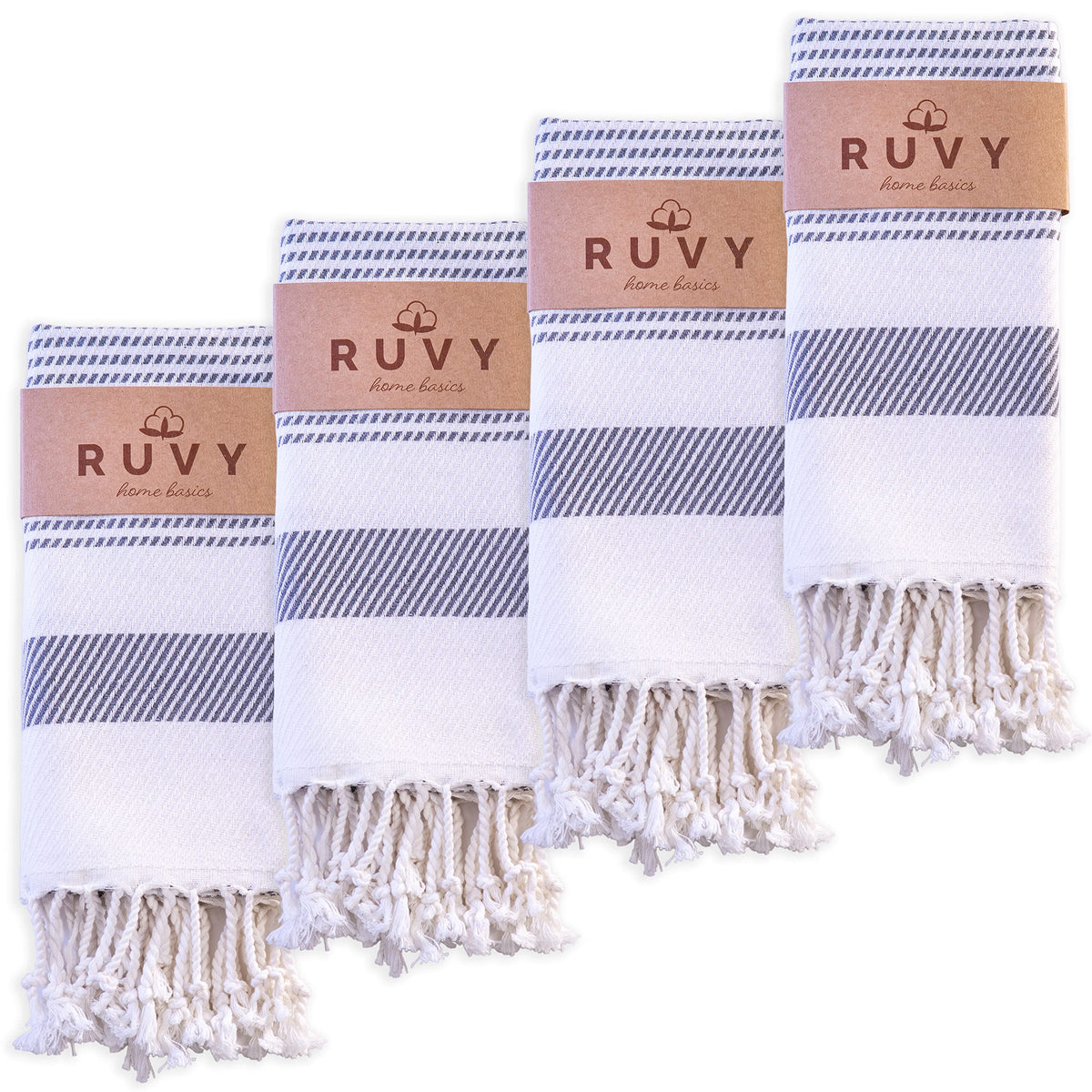 Ruvy Home Basics Turkish Hand Towels For Bathroom Set Of 4 | 18''X40'', Cotton | Bathroom Hand Towels & Decorative Hand Towels F