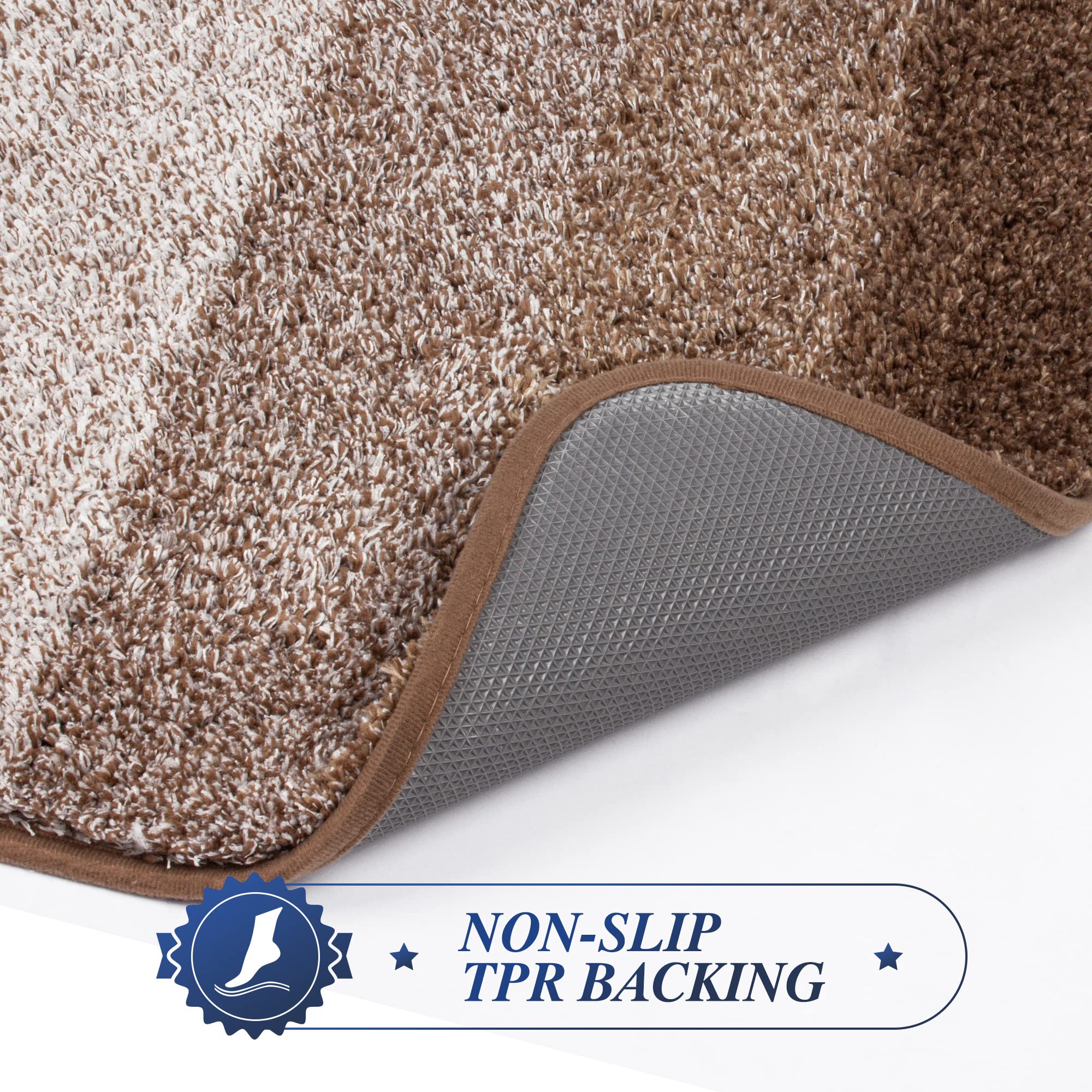 Walensee Bathroom Rug Non Slip Bath Mat For Bathroom (16 X 24, Ombre Brown) Water Absorbent Soft Microfiber Shaggy Bathroom Mat