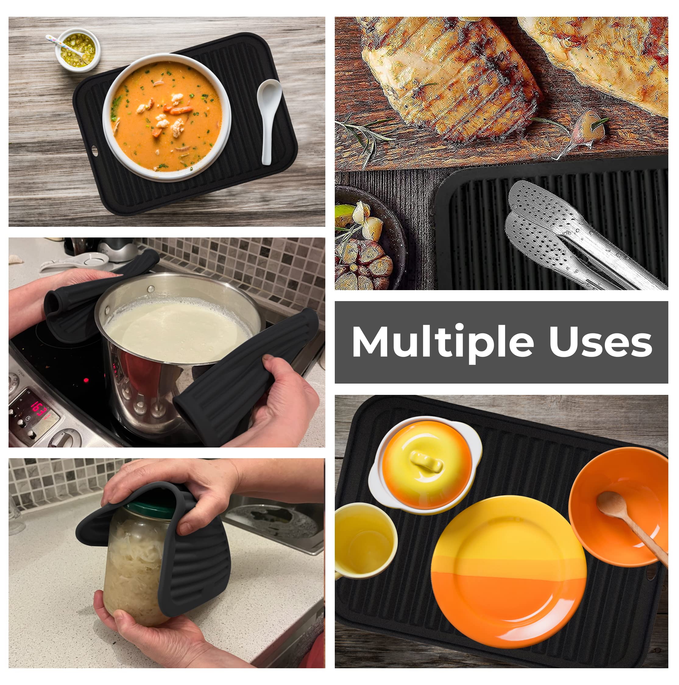 Silicone Trivets For Hot Pots And Pans (2 Pack) - Multipurpose Silicone Trivets For Hot Dishes And Hot Pot Holders (9 X 12 Inch)