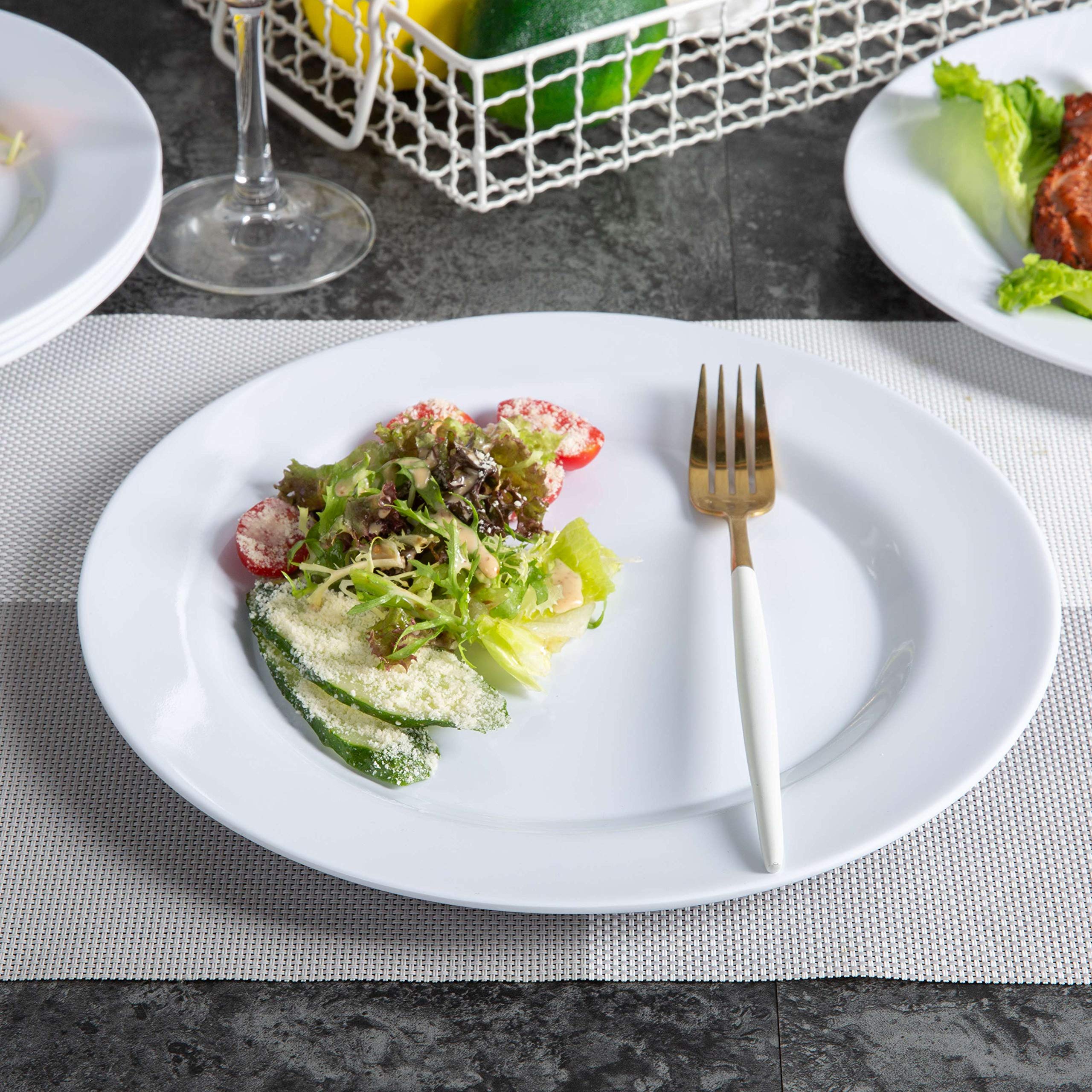 Melamine Dinner Plates Set - 10 3/4 Inch White Melamne Plates, 6Pcs Dinner Dishes Set For Everyday Use, Dishwasher Safe,Unbreaka