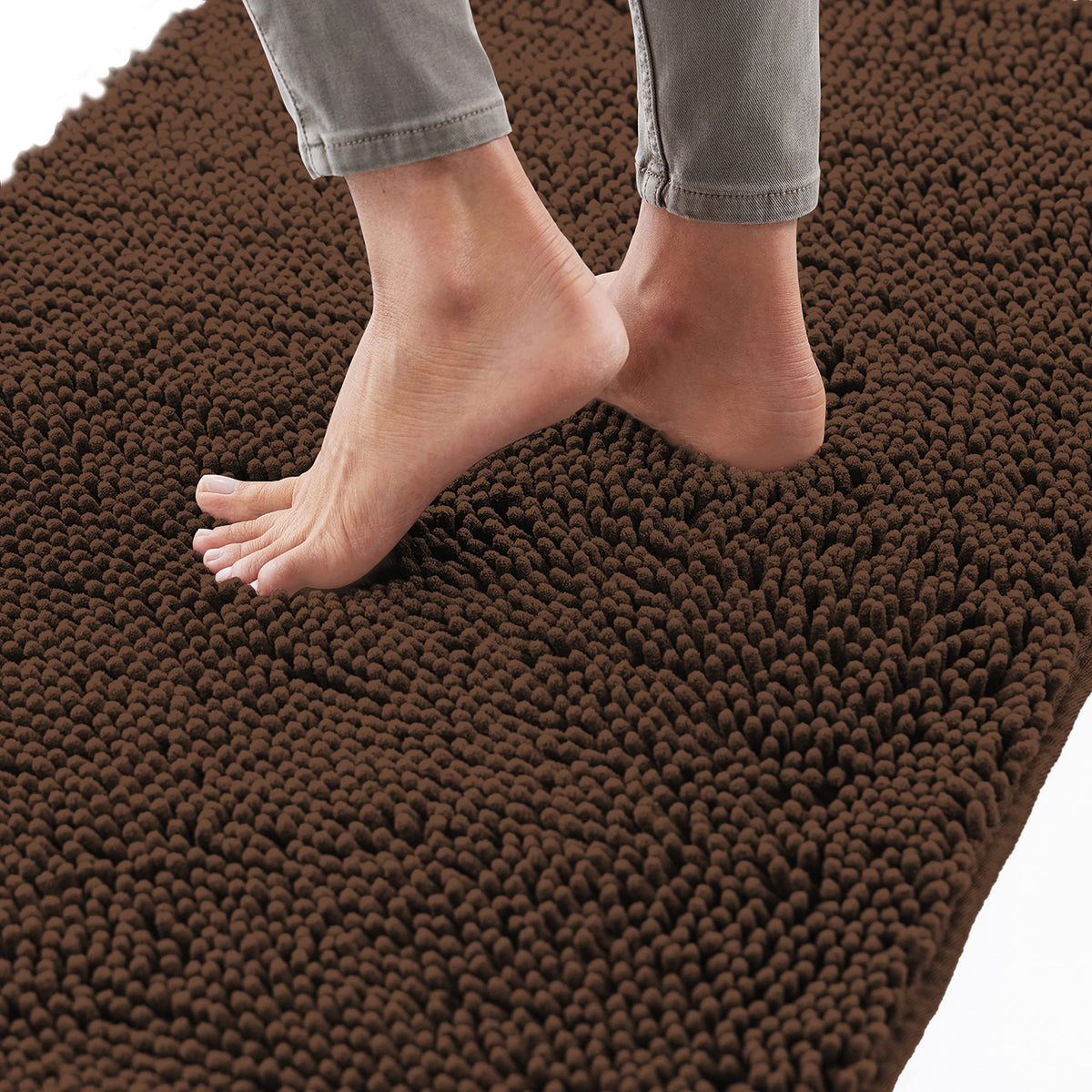 Gorilla Grip Bath Rug, Thick Soft Absorbent Chenille Rubber Backing Bathroom Rugs, Microfiber Dries Quickly, Shaggy Machine Wash