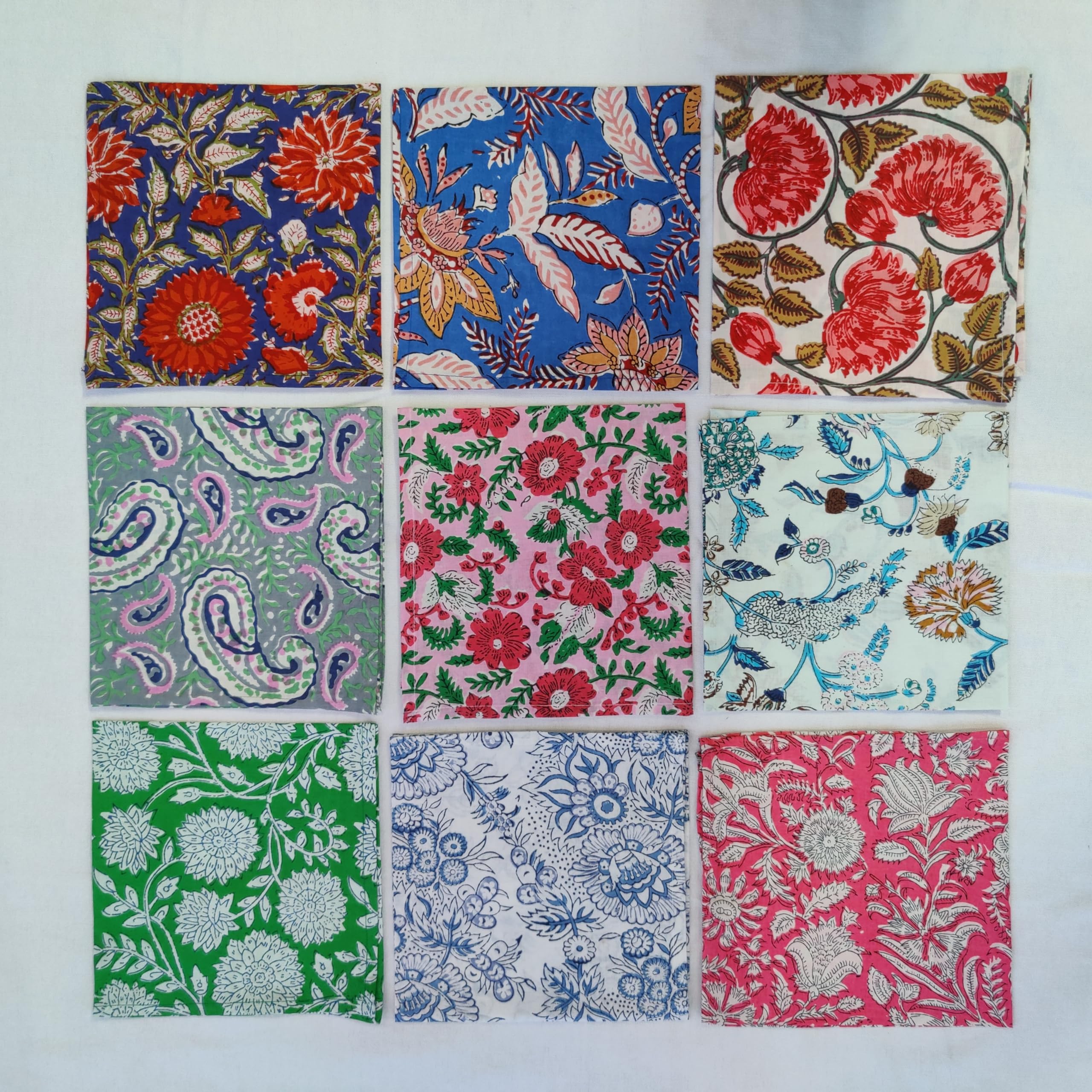 Indianhandicrafts 10 Pc Mix Lot Napkin Hand Block Print 100% Cotton Made Napkin Size 16 X16 Inch Jaipuri Printed Home Decor Napk