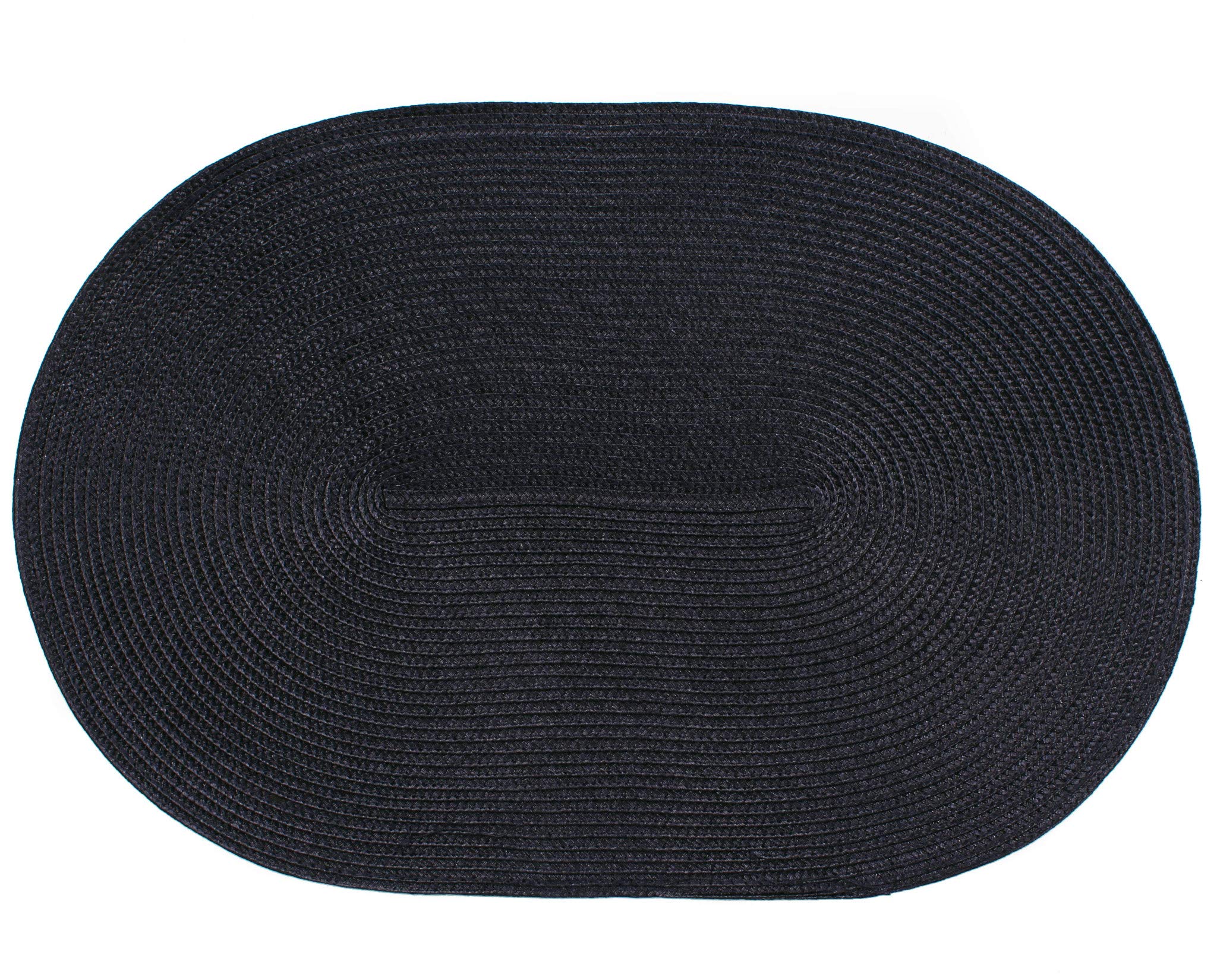 London Woven Spiral Table Placemats 16.9 X 13 Inches Oval Set Of 4 Non-Slip Dining Navy Blue