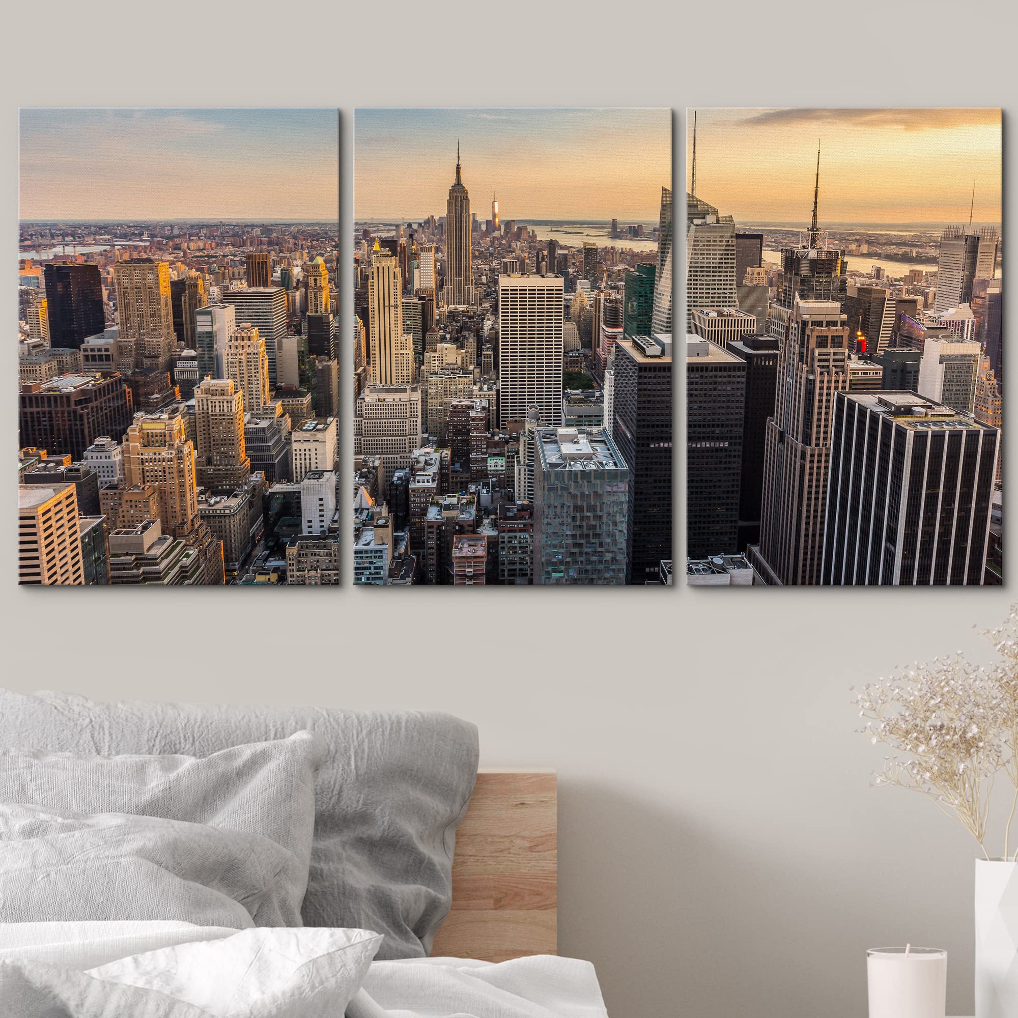 Wall26 - New York City Midtown Skyline - Canvas Art Wall Art -24''X36''X3 Panels
