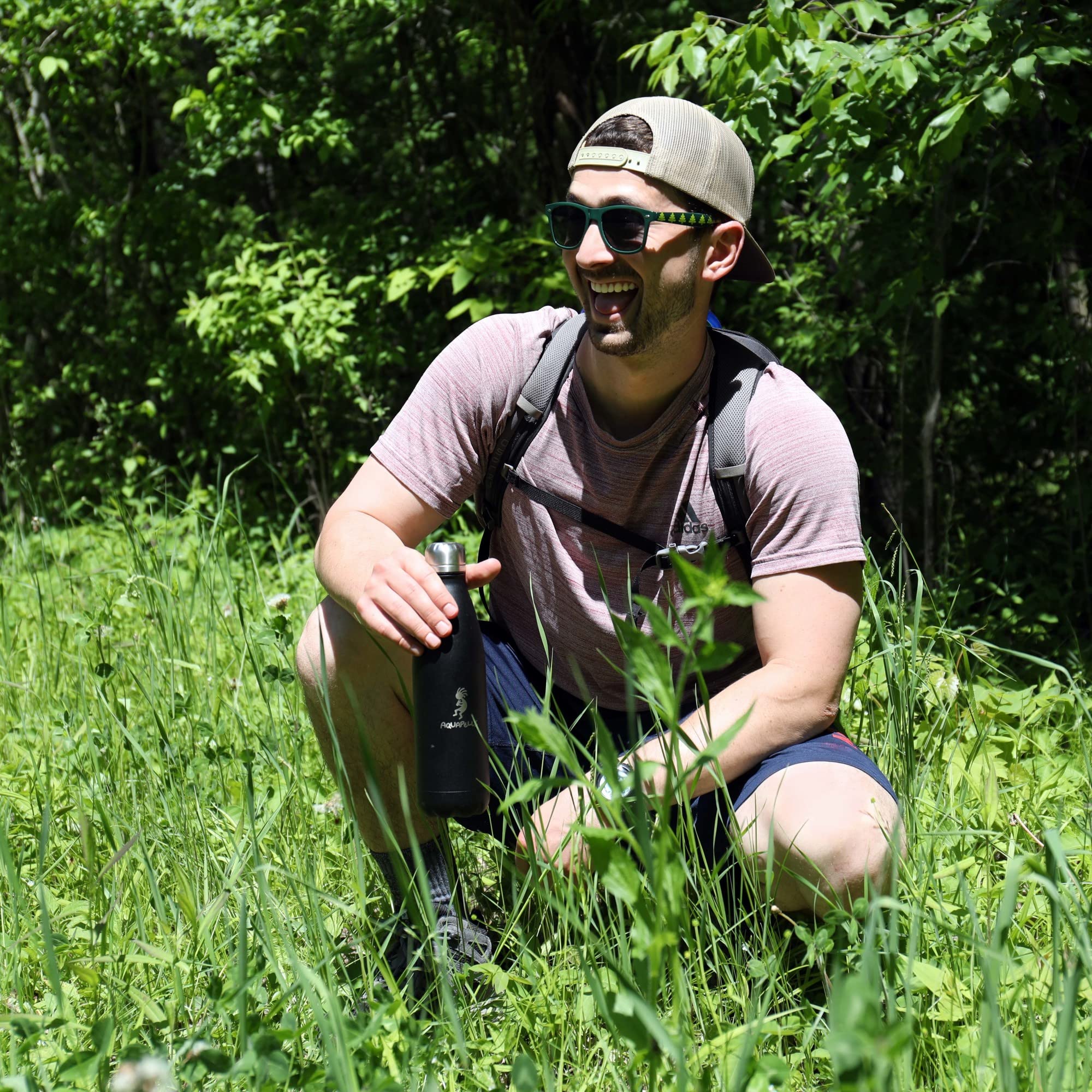 Aquapelli Vacuum Insulated Sport Bottle, 16 Ounces, Midnight Black