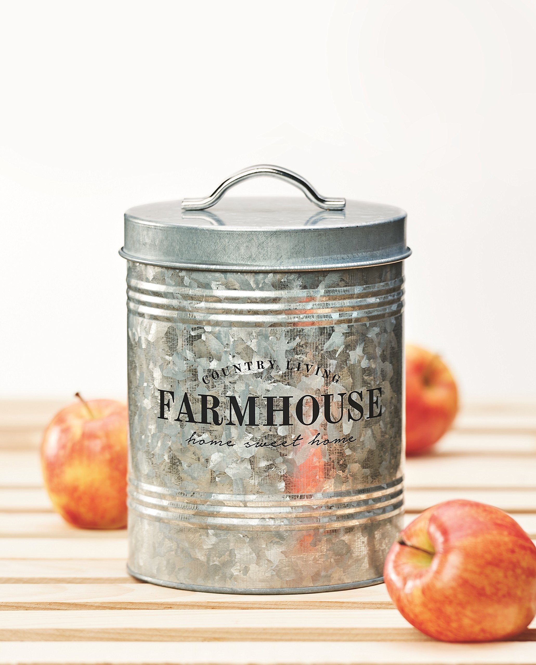 Amici Home Farmhouse Galvanized Canister | Dry Food Storage Container | Airtight Lid | 76 Oz Capacity | Farmhouse D  Cor | Rusti