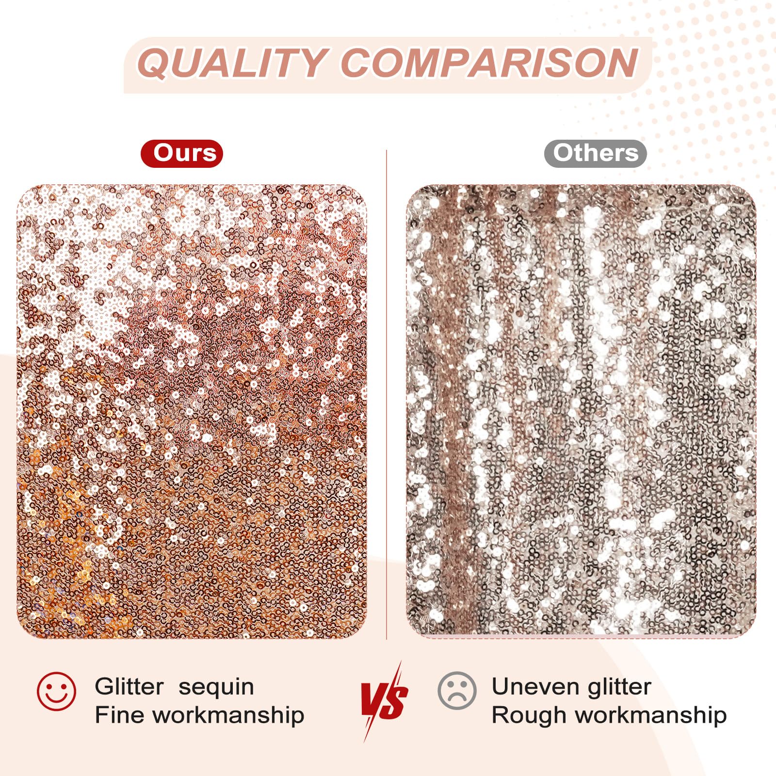 Partydelight Sequin Tablecloth Rectangular 60''X120'' Rose Gold Table Cloth
