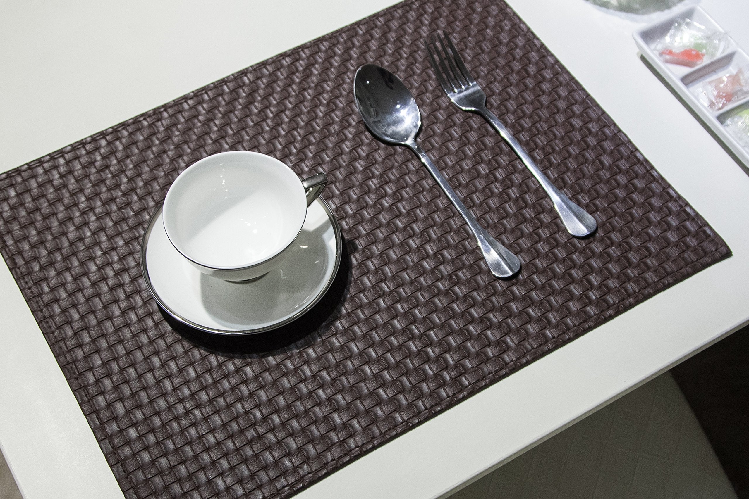 Wintop Faux Leather Placemat, 13''X18'', Set Of 6, Chocolate