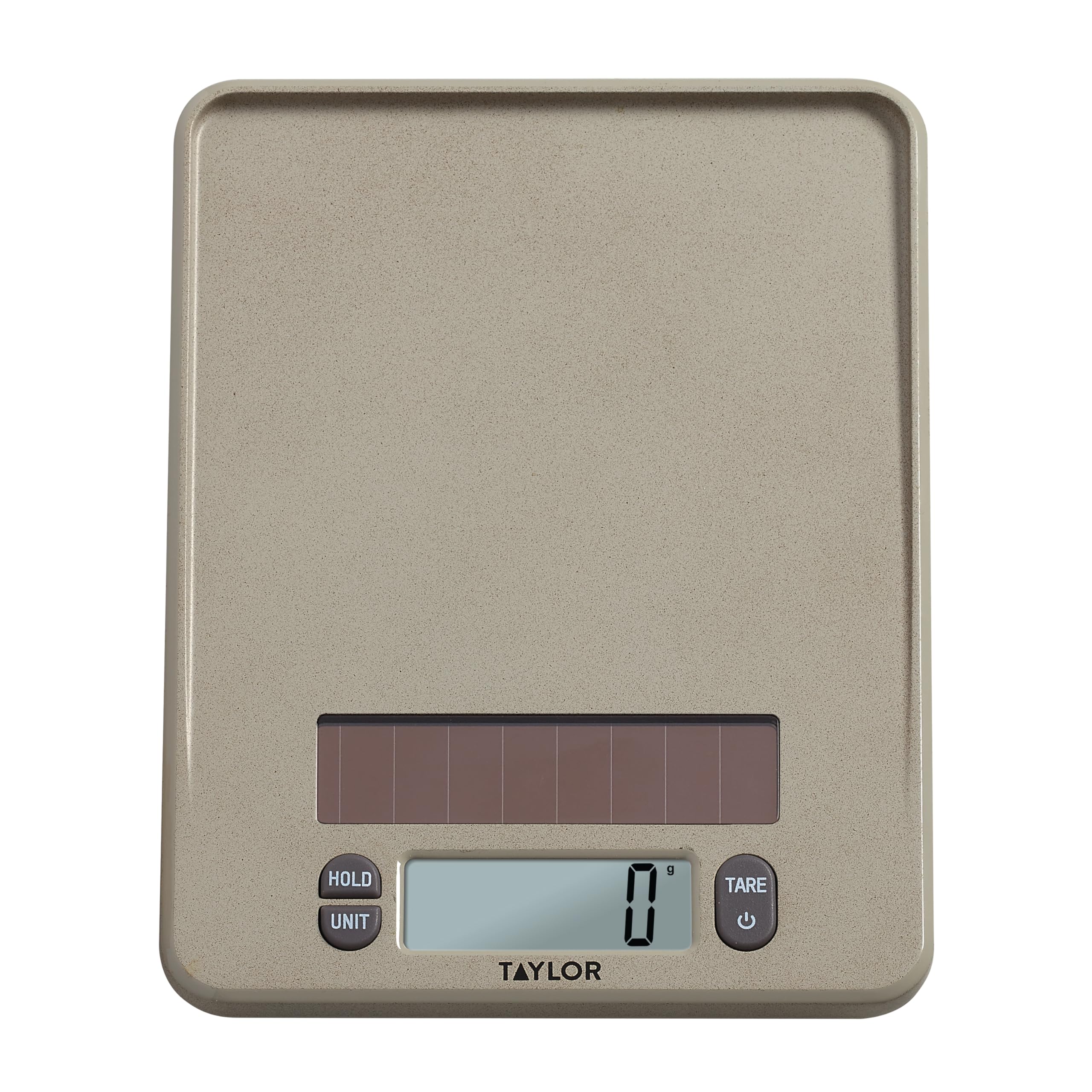 Taylor Light Powered Digital Kitchen Scale, Coffee Husk Blend Material, Solar Panel With Endless Power, No Batteries Needed, Ene