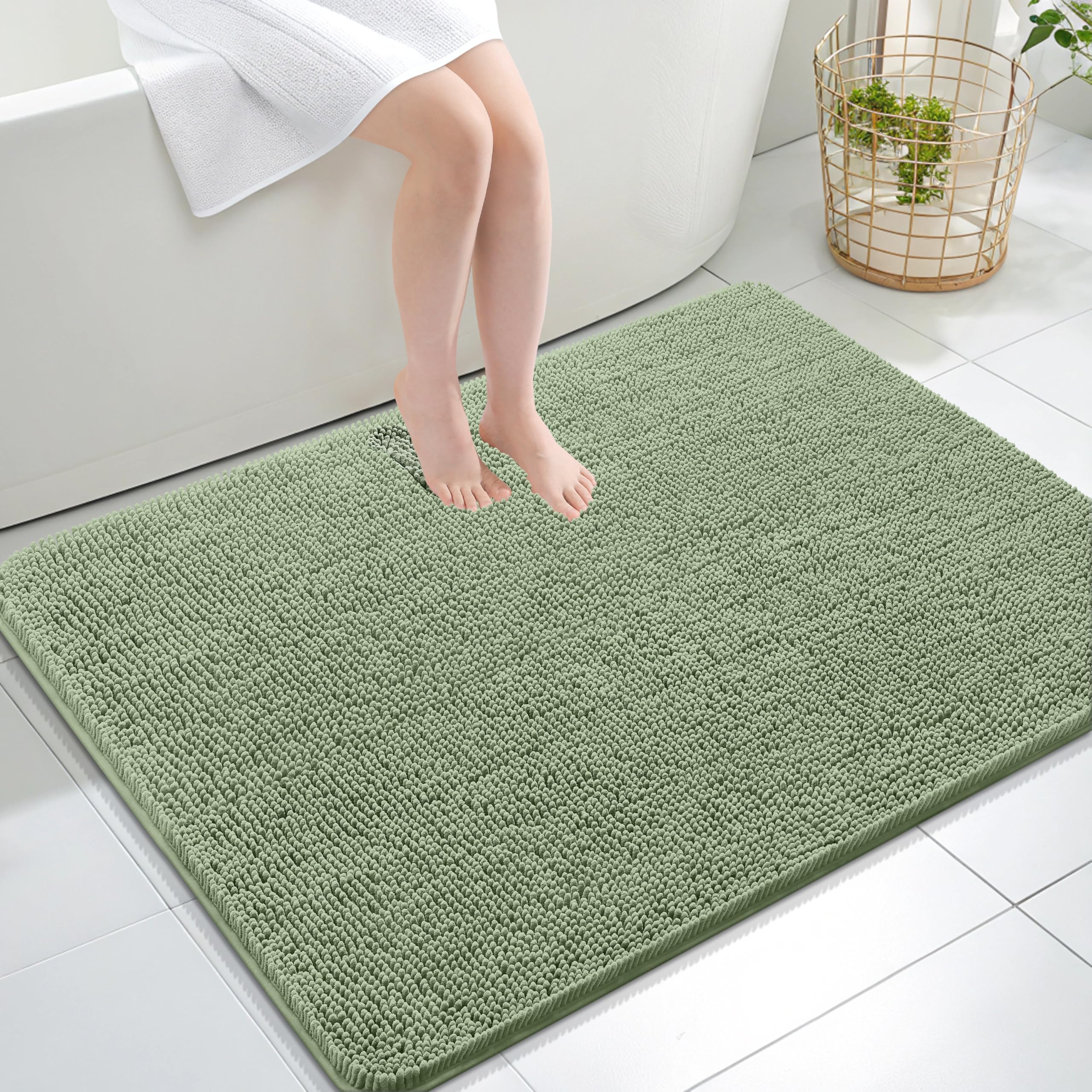 Olanly Bathroom Rugs 40X32, Extra Soft Absorbent Chenille Bath Rugs, Rubber Backing Quick Dry, Machine Washable Bath Mats For Ba