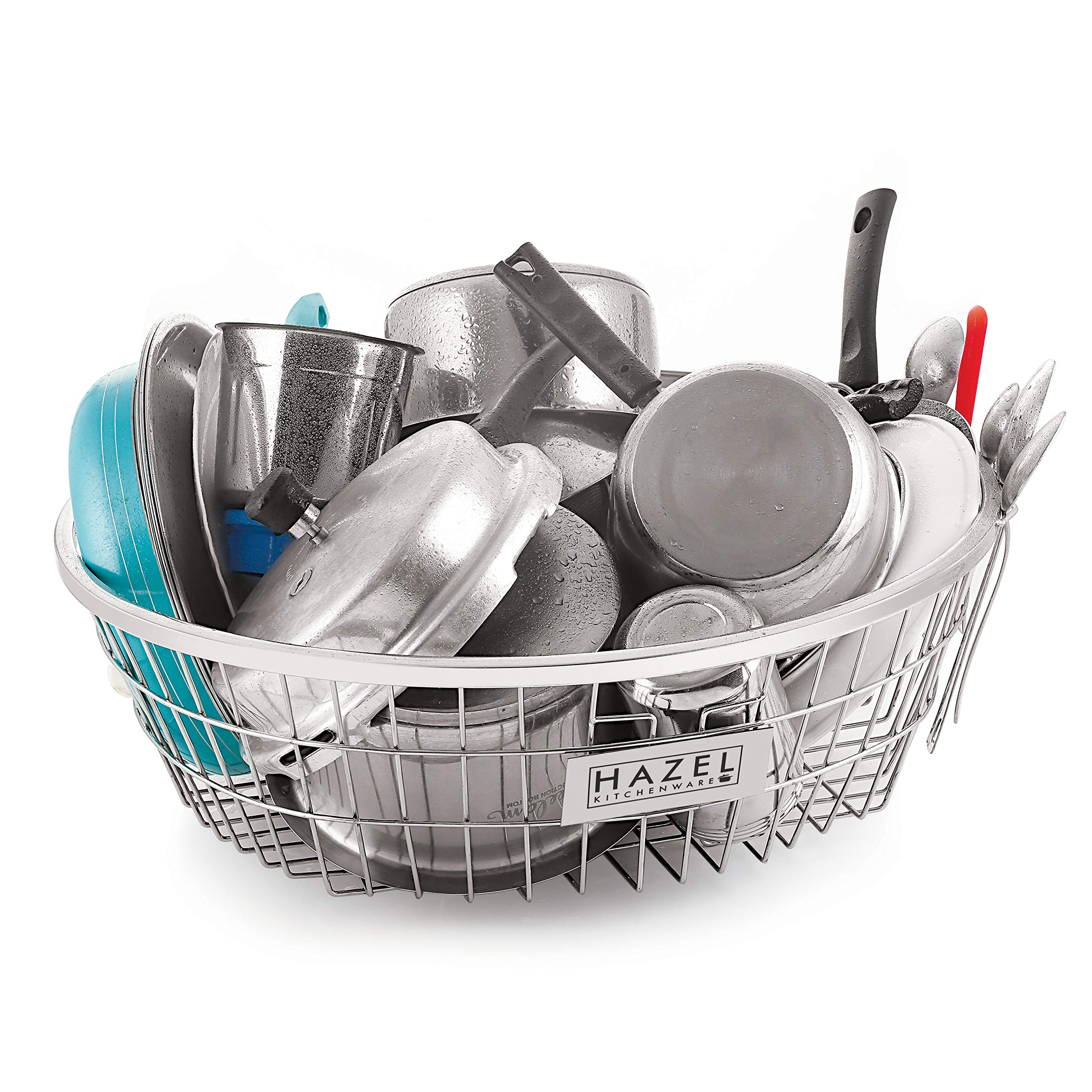 Hazel Stainless Steel Kitchen Racks | Large Size Round Dish Drainer Basket Rack For Kitchen | Daily Use Kitchen Storage Rack