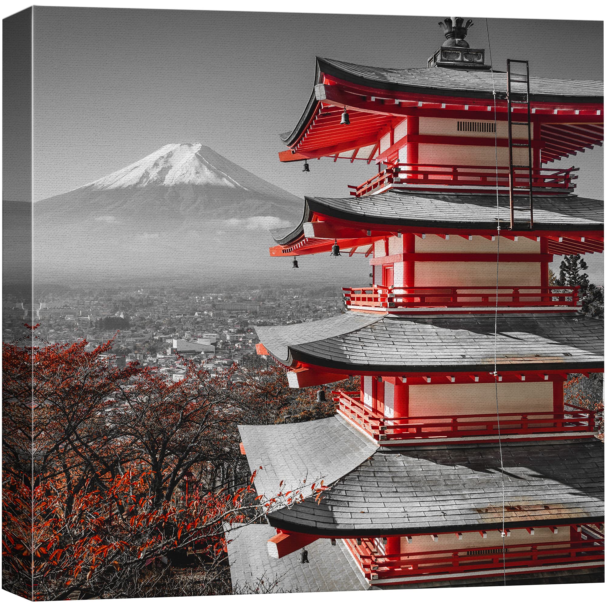 Wall26 Canvas Print Wall Art Pop Of Color Japanese Shrine & Mt. Fuji Architecture & Maps Cities Photography Realism Chic Scenic
