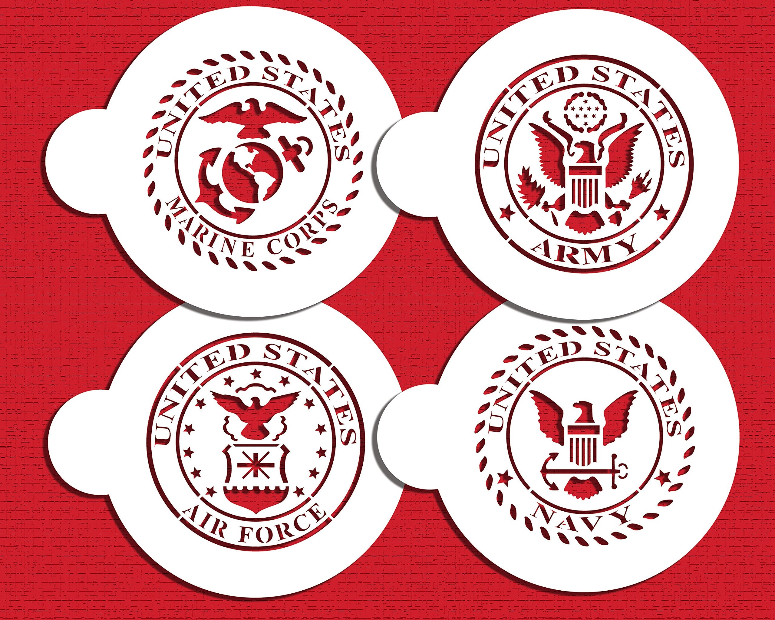Us Military Seals Cookie Stencil Set | Baking Stencils For Royal Icing Cookies, Airbrush Cookies | Military Stencil Template Us