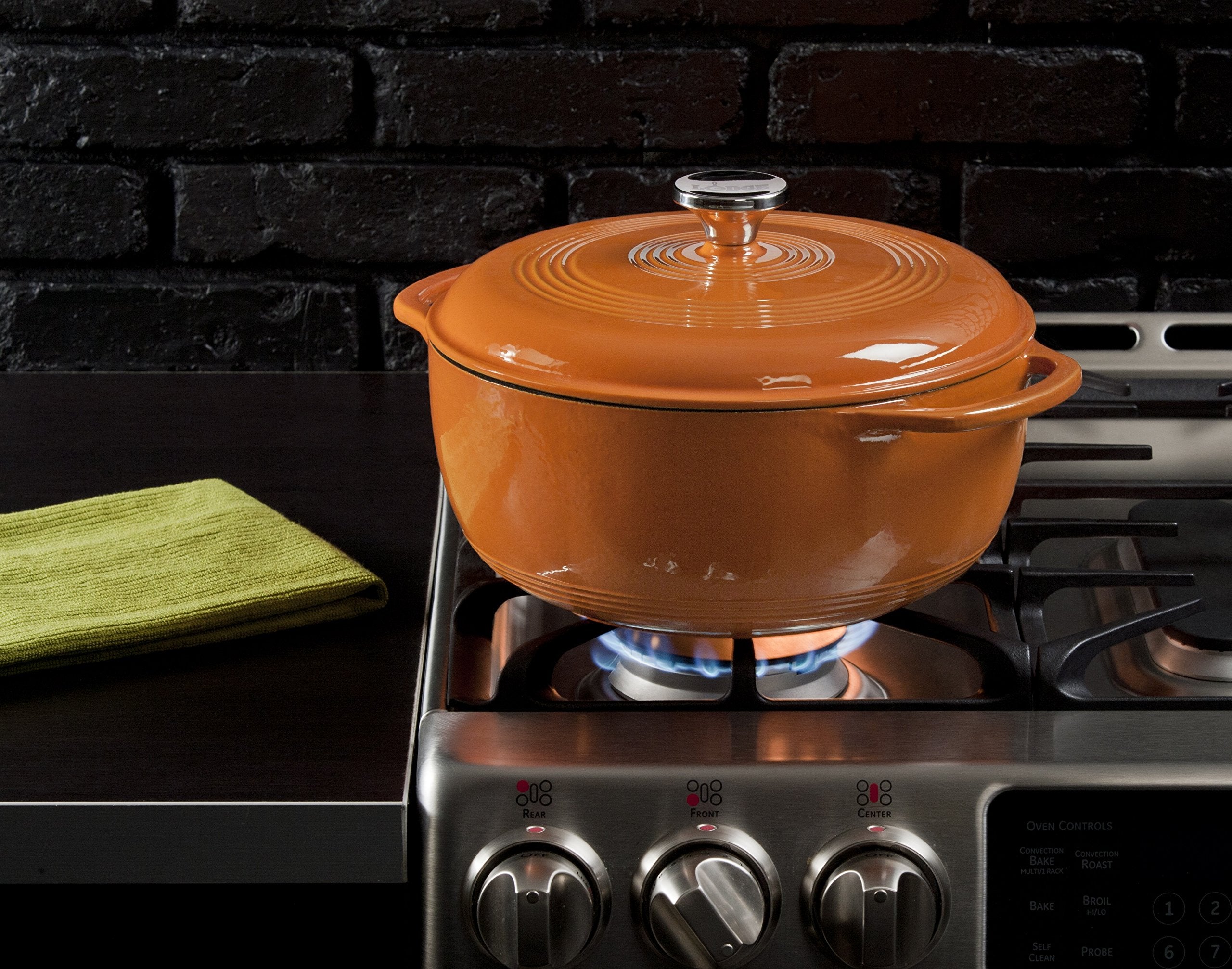 Lodge 6 Quart Enameled Cast Iron Dutch Oven With Lid - Dual Handles - Oven Safe Up To 500 F Or On Stovetop - Use To Marinate, Co