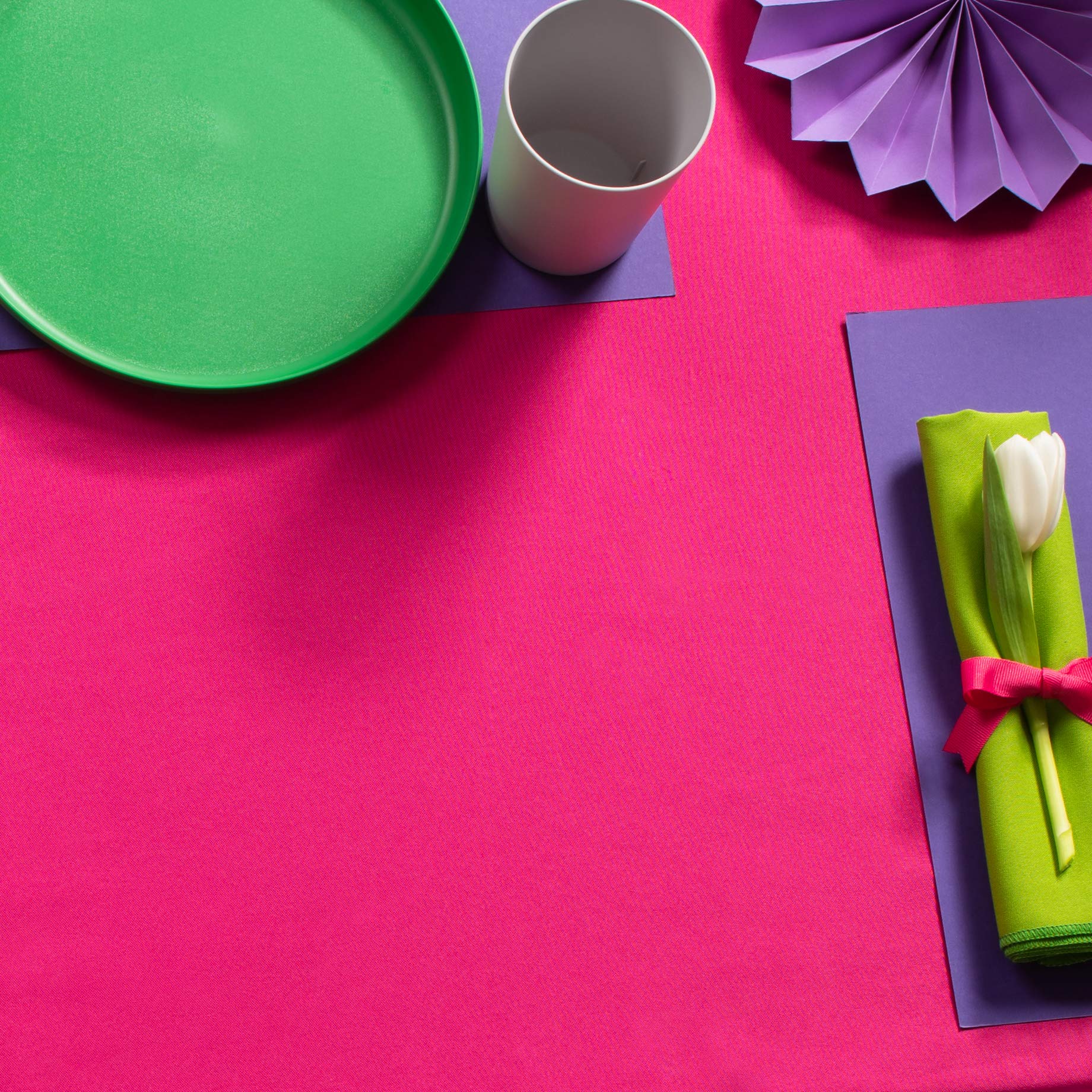 Gee Di Moda Rectangle Tablecloth - 90 X 132 Inch Fuchsia Table Cloth For 6 Foot Table With Floor-Length Drop - Heavy Duty Washab