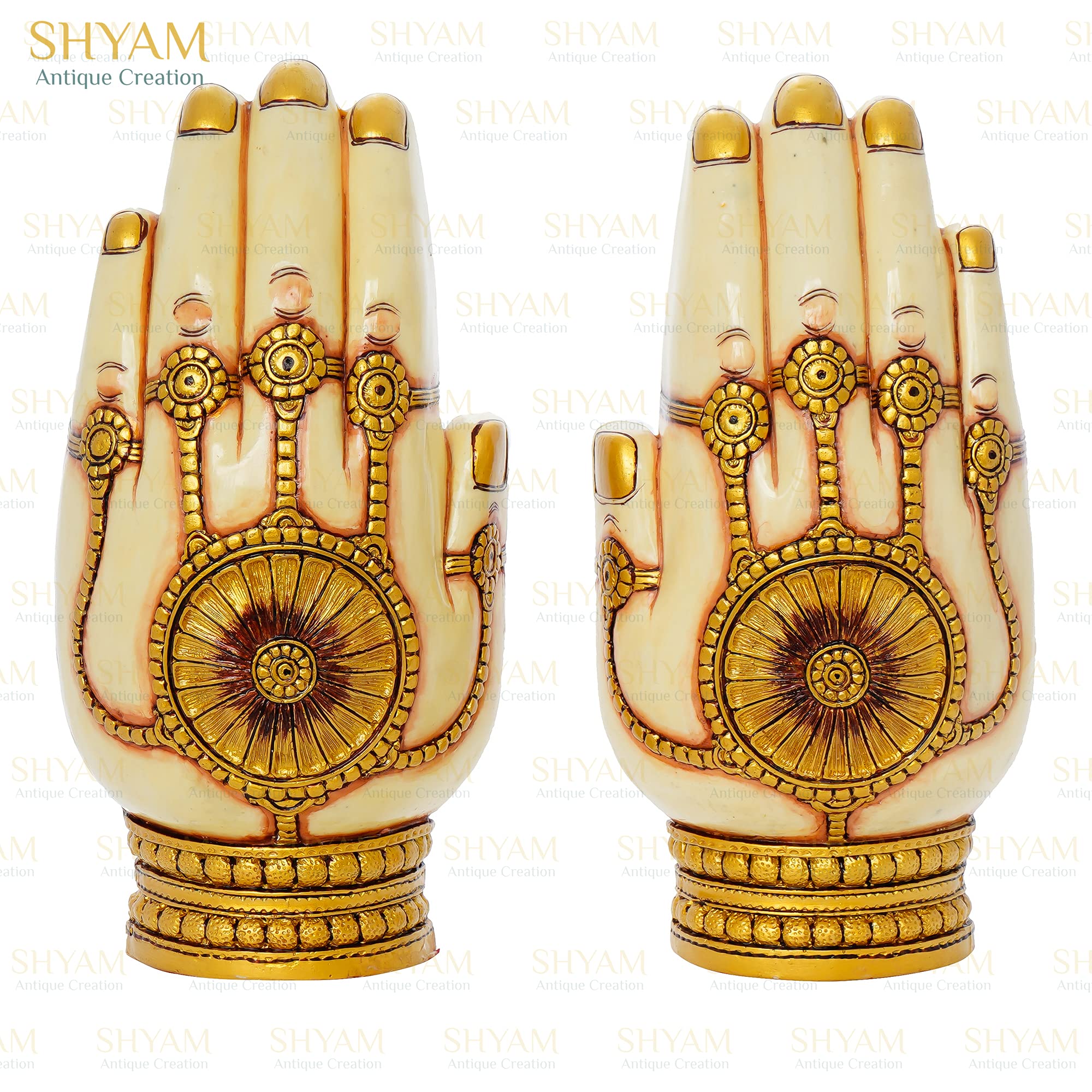 Shyam Antique Creation Pair Of Hands Depicting Lakshmi Seated On Owl And Ganesha On Rat Pair Of Lakshmi Ganesh Idol Murti For Di
