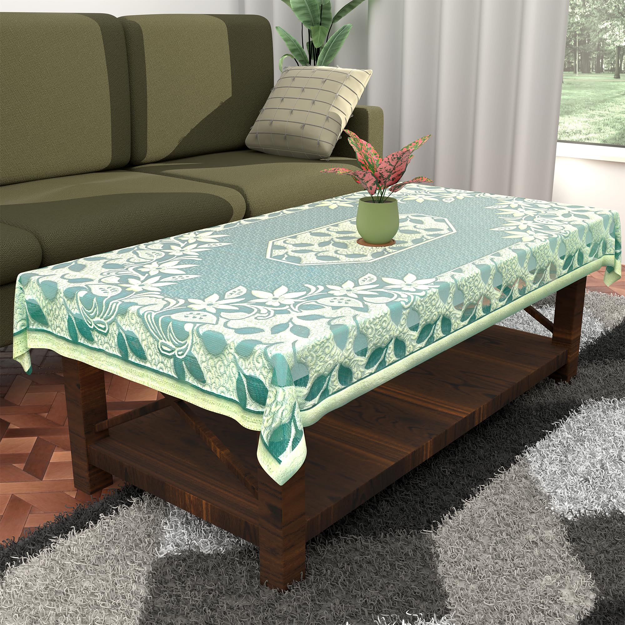 Kuber Industries Cotton Center & Rectangular Dining Table Cover 4 Seater | Teapoy/Computer & Office Table Cloth/Sheet | 40x60 In