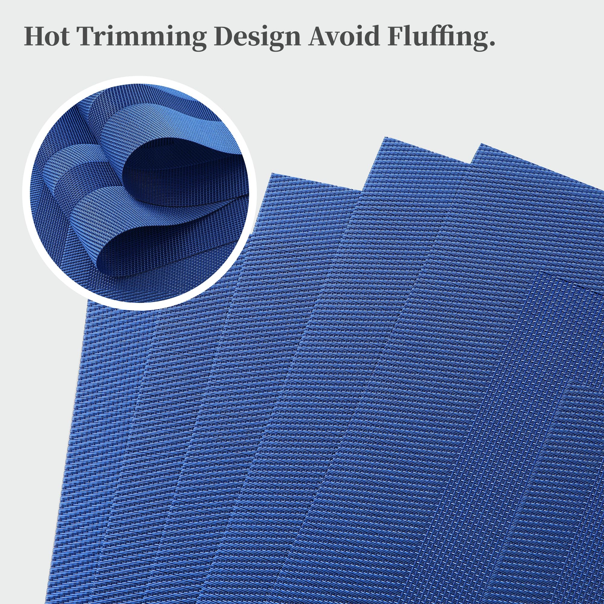 Leetaltree Blue Frame Placemats Set Of 8 - Heat Resistant Non-Slip Place Mats For Dining Table, Washable Durable Pvc Vinyl Woven