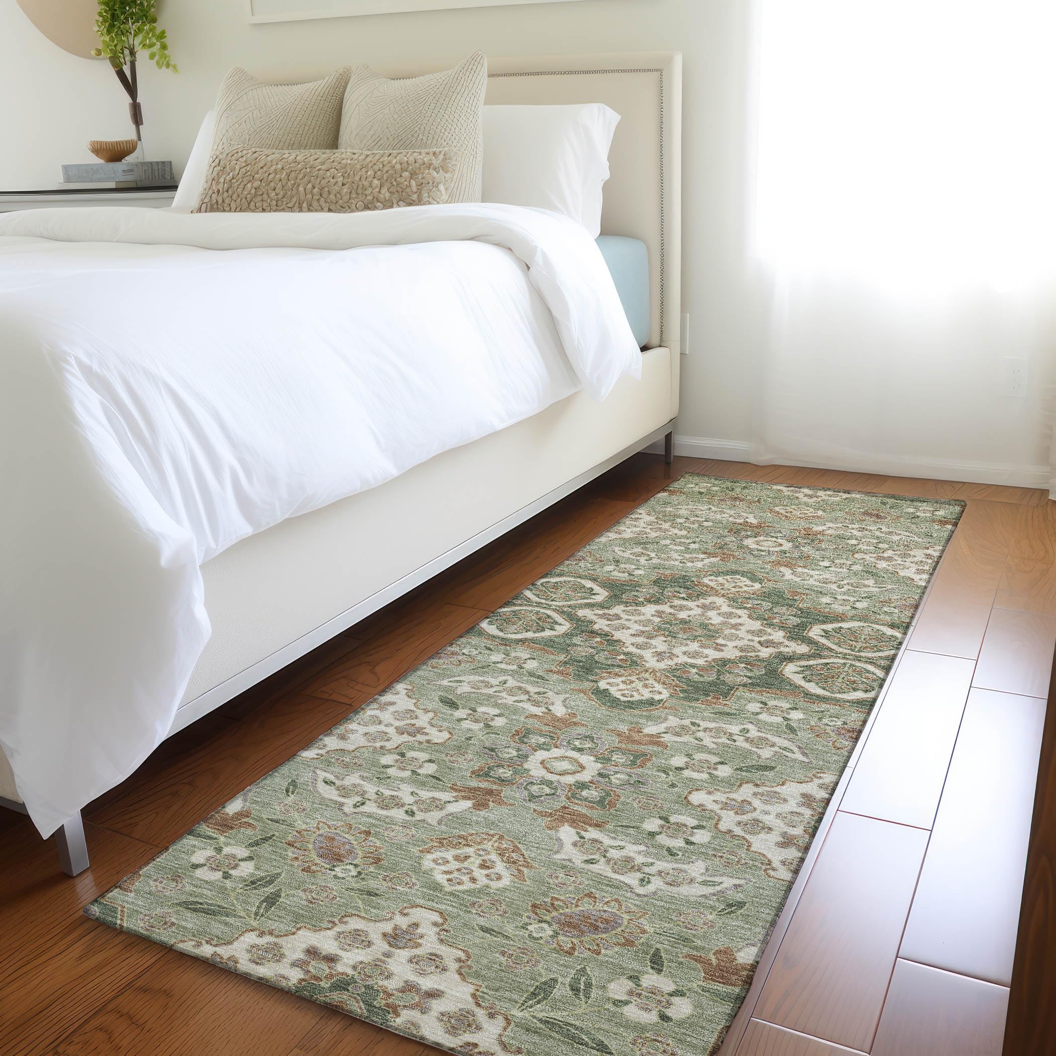 Machine Washable Indoor/Outdoor Chantille Sage 23 x 76 Runner Rug