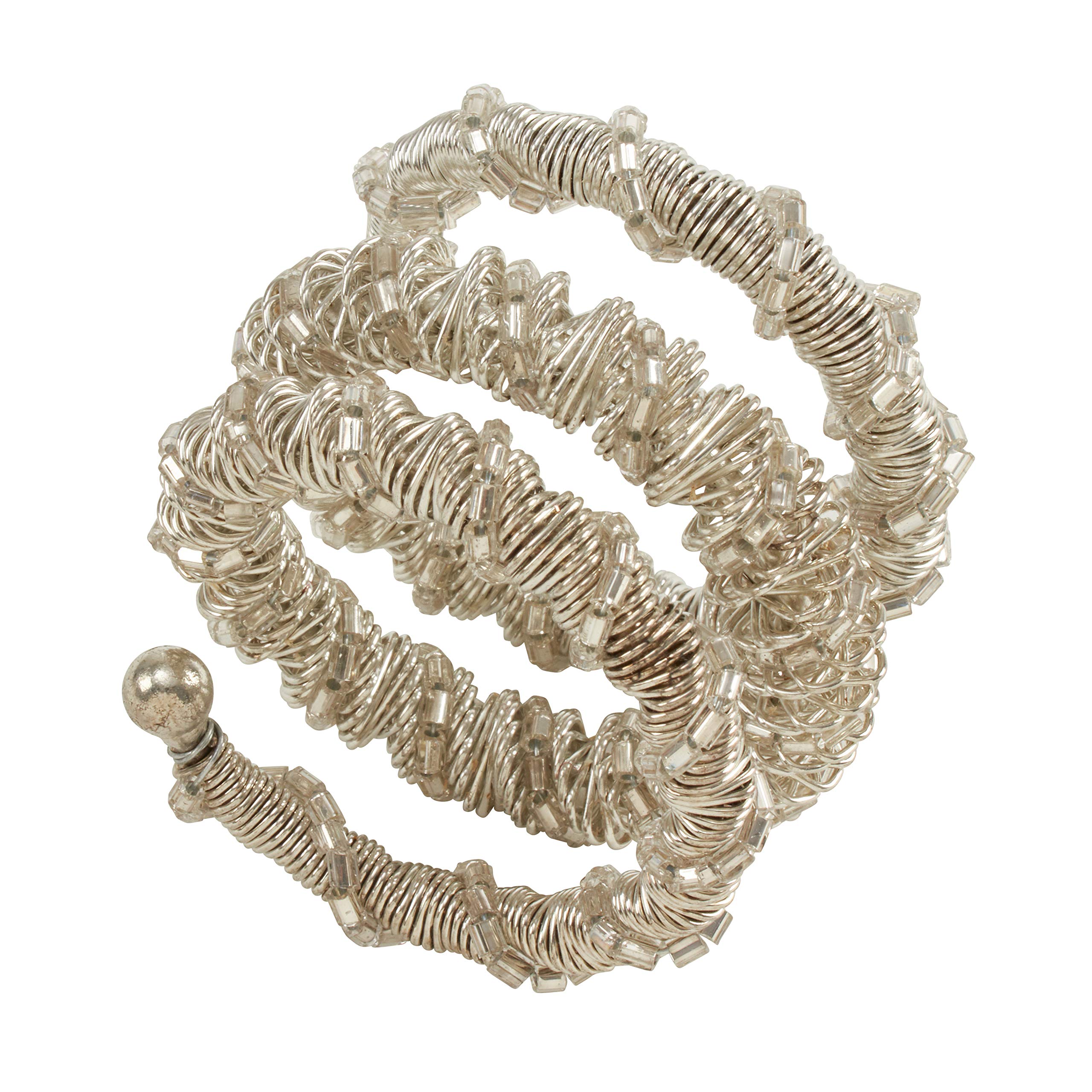'Saro Lifestyle Collection Spiral Napkin Rings (Set Of 4), Diameter: 1.5'', 2''W X 2''H X 2''L, Silver'' (Nr328.S)