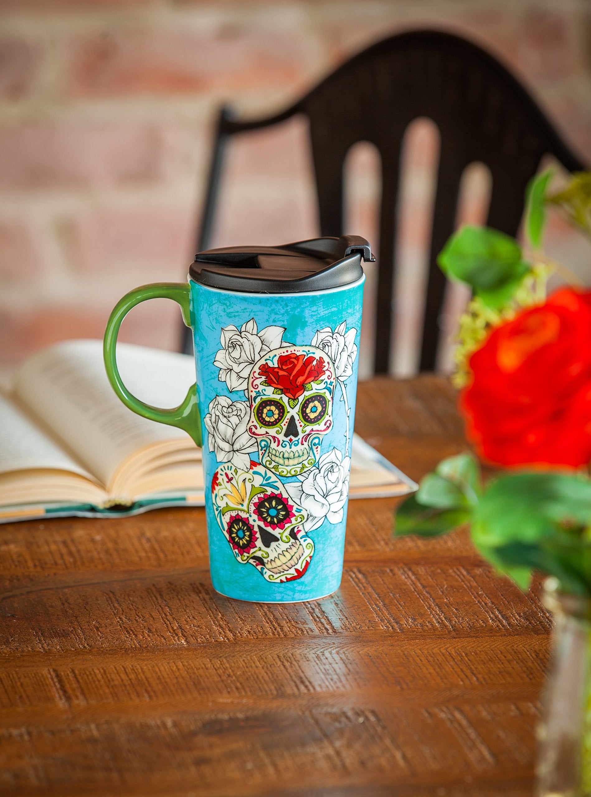 Cypress Home Beautiful Day of the Dead Ceramic Perfect Cup - 4 x 5 x 7 Inches Indoor/Outdoor home goods For Kitchens, Parties an