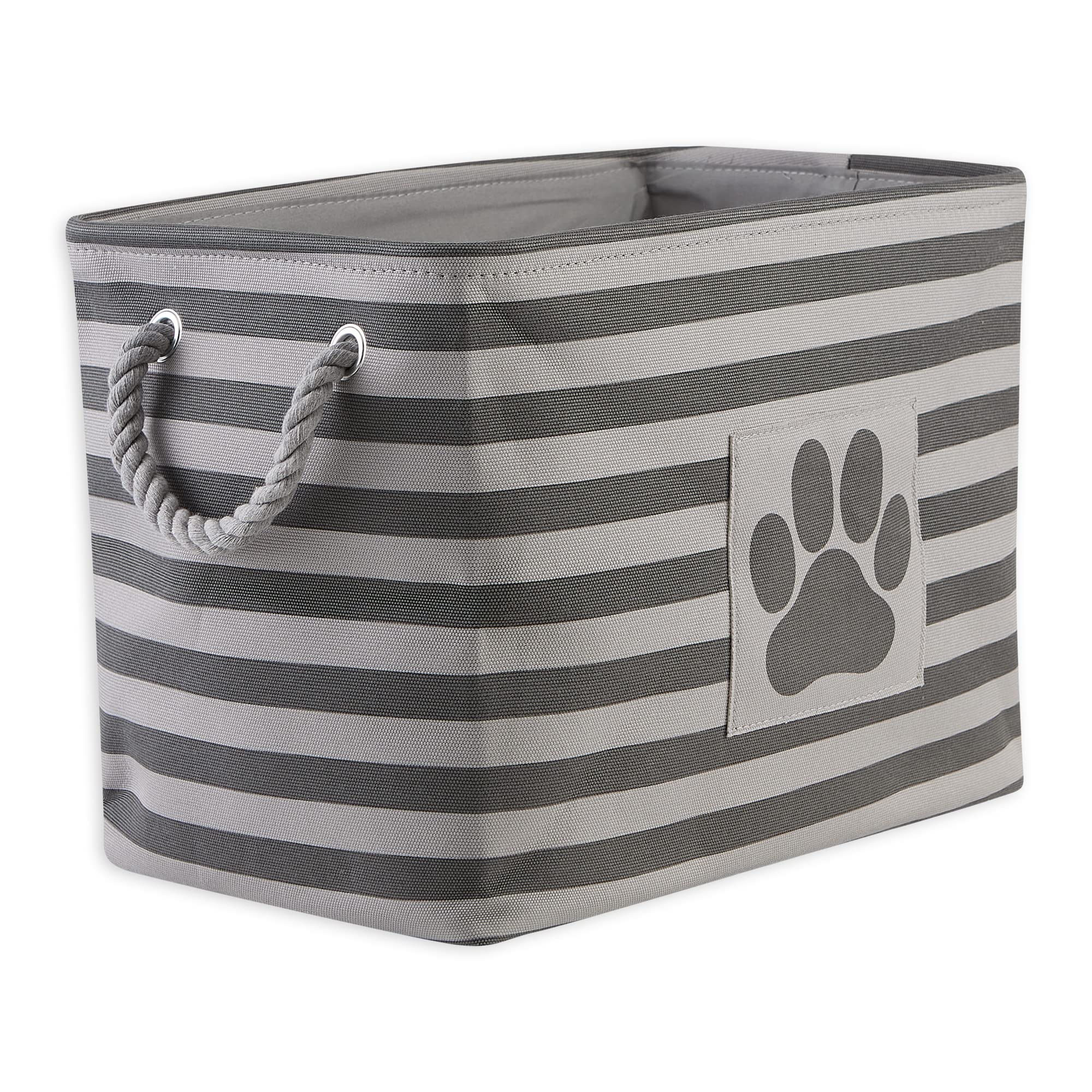 Bone Dry Pet Storage Collection Striped Paw Patch Bin  Medium Rectangle  Gray
