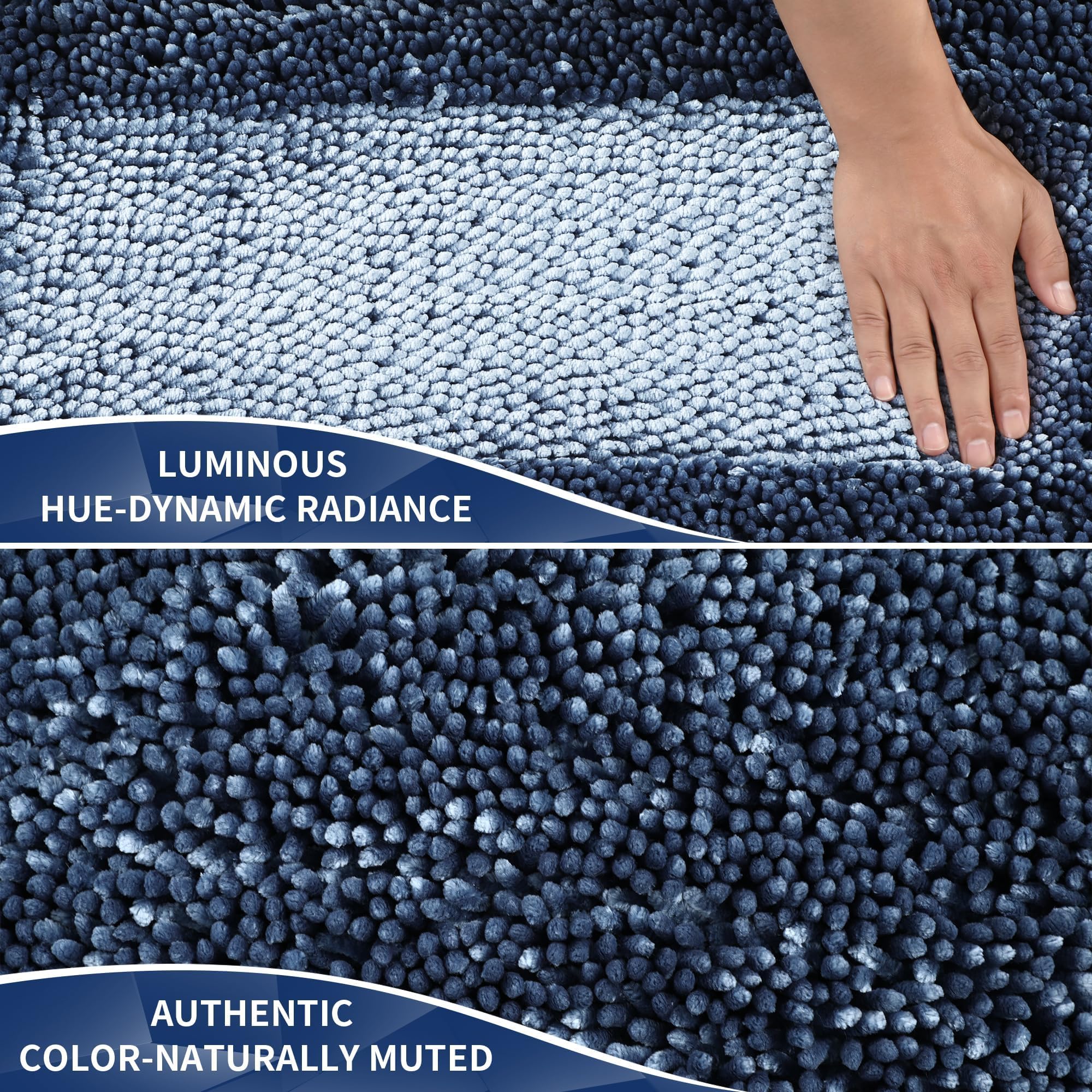 Yimobra Original Chenille Bath Rug Mat  Large Size 44.1 x 24 Inch  Soft Shaggy  Non-Slip Bath Mat  Super Absorbent  Machine Washable and Dry  Bathroom Carpets for Nursery  Bed Living Room  Light Blue