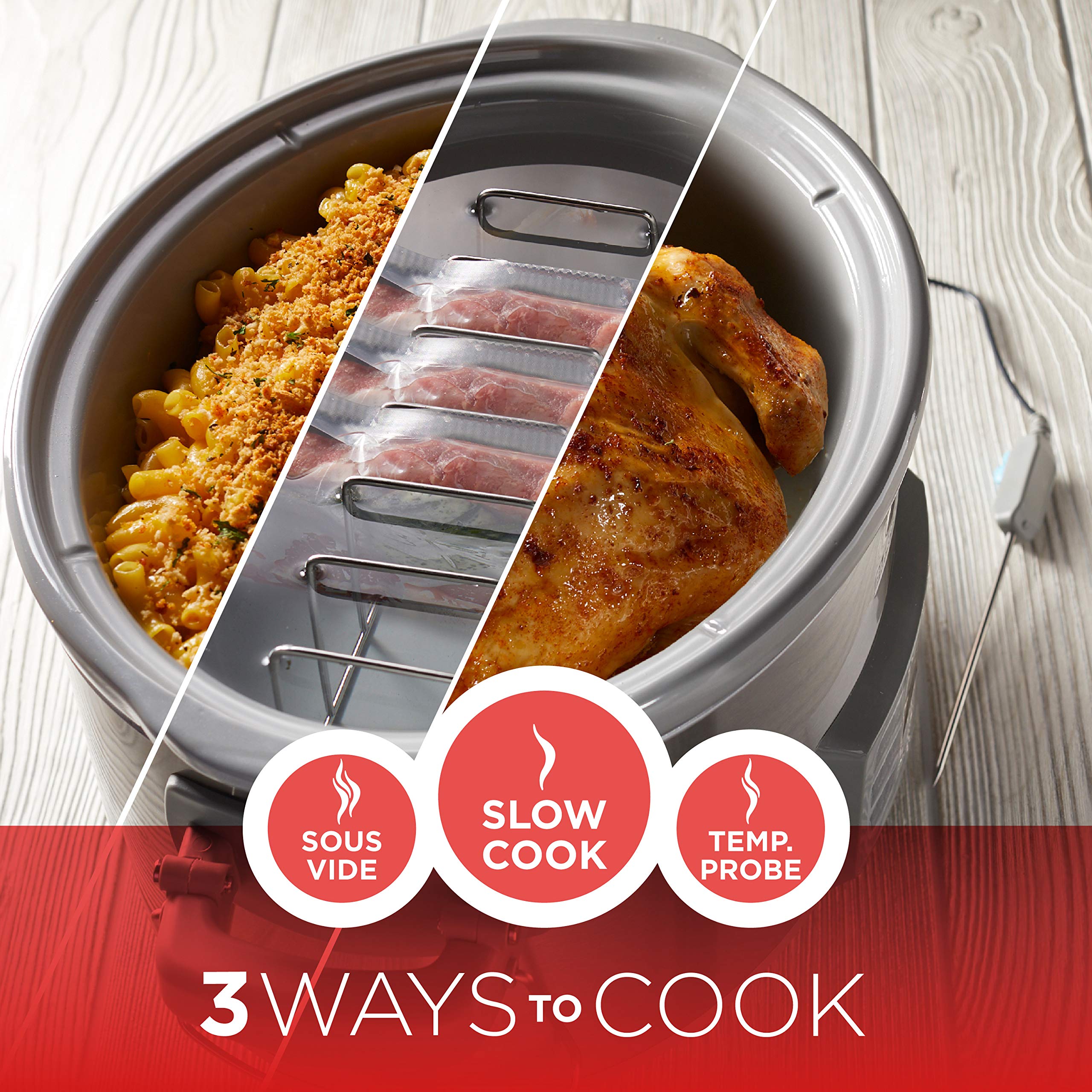BLACK+DECKER 7-Quart Digital Slow Cooker with Temperature Probe, Sous-Vide, Stainless Steel, Model SCD7007SSD