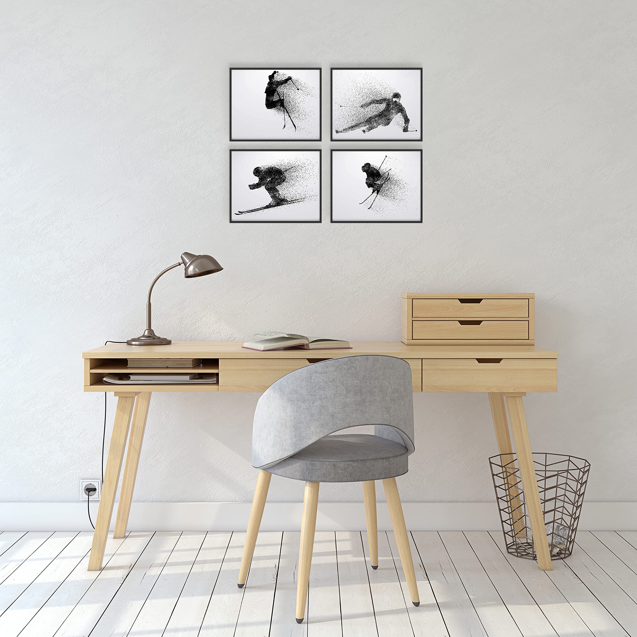 Summit Designs Skiing Wall Art Prints - Silhouette - Set Of 4 (8X10) Ski Poster Photos - Bedroom - Man Cave