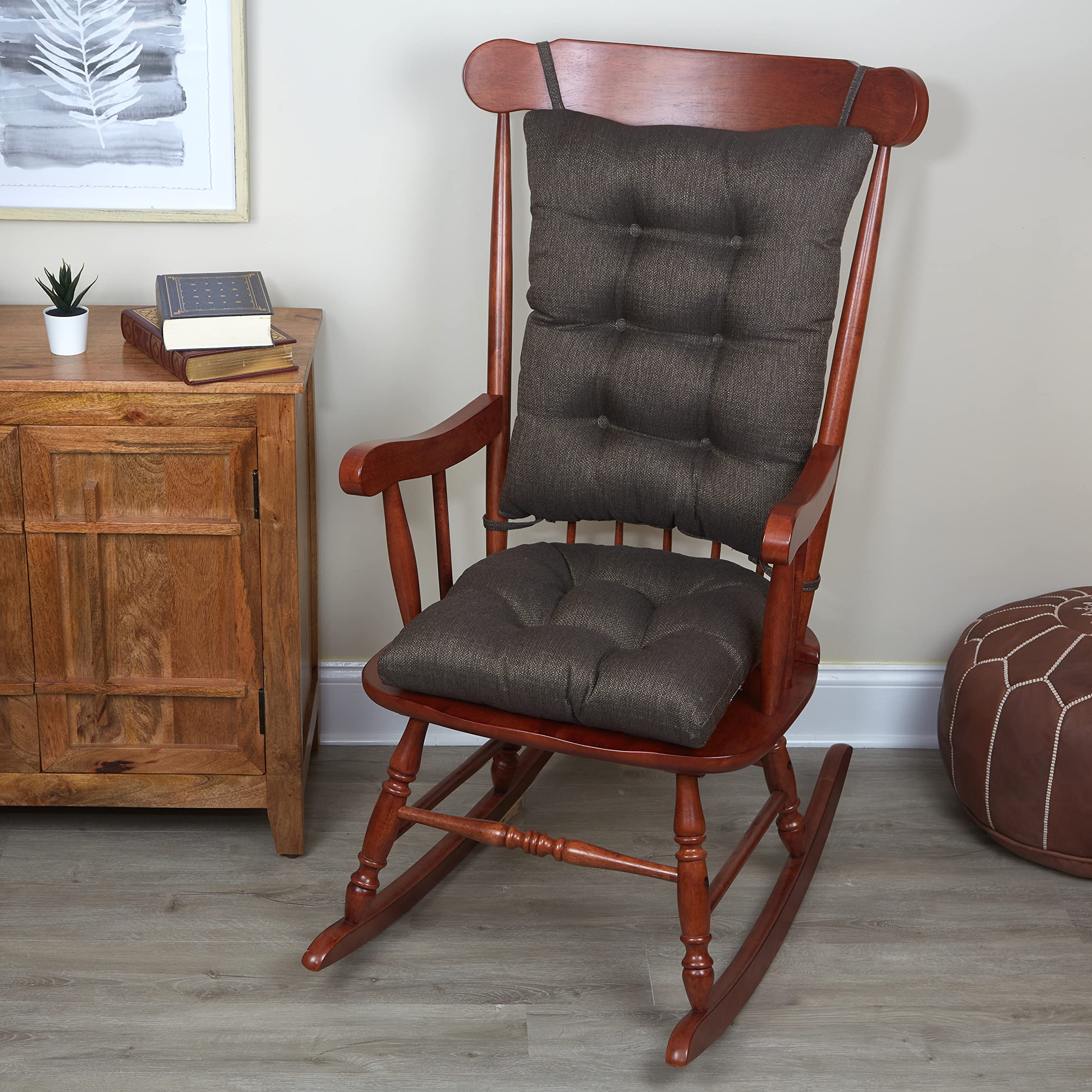 Klear Vu Non-Slip Omega Rocking Chair Cushions, Seat And Seatback Pads, 2 Piece Set, Chestnut