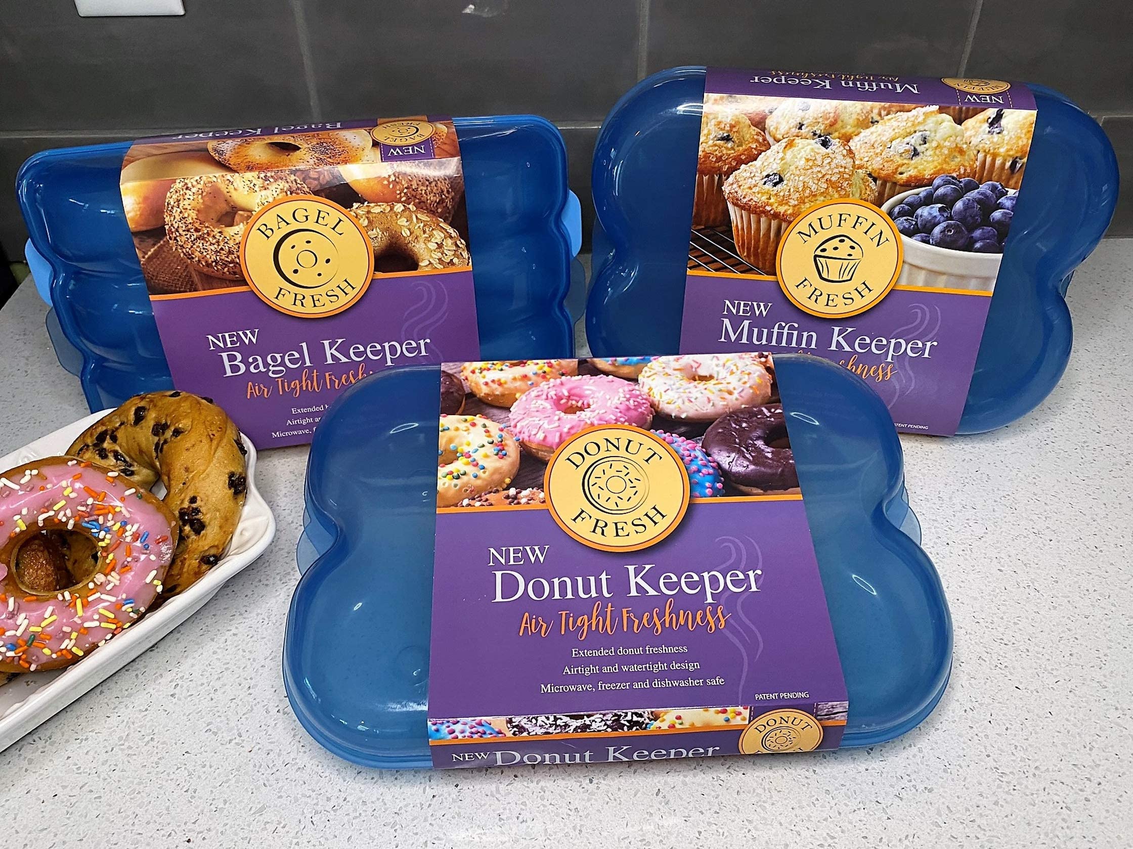 Touch Up Cup Bagel Fresh Container (2 Count, Holds 12) Fresh Bagel Keeper & Airtight Container For Bread Storage - Bagel Saver C