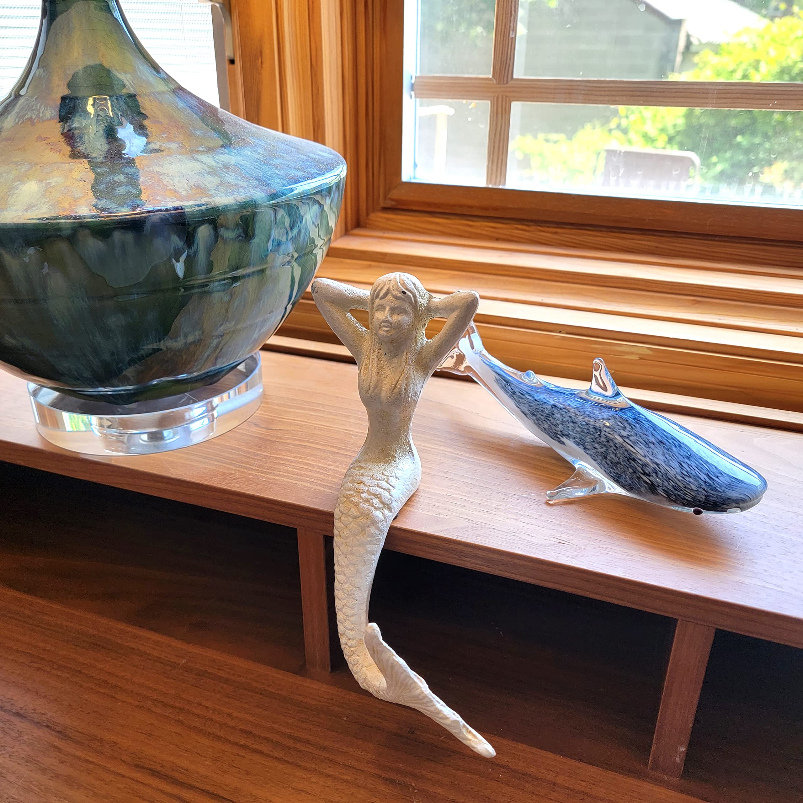 MY SWANKY HOME Mermaid Coastal White Iron Stocking Holder | Cottage Beach Christmas
