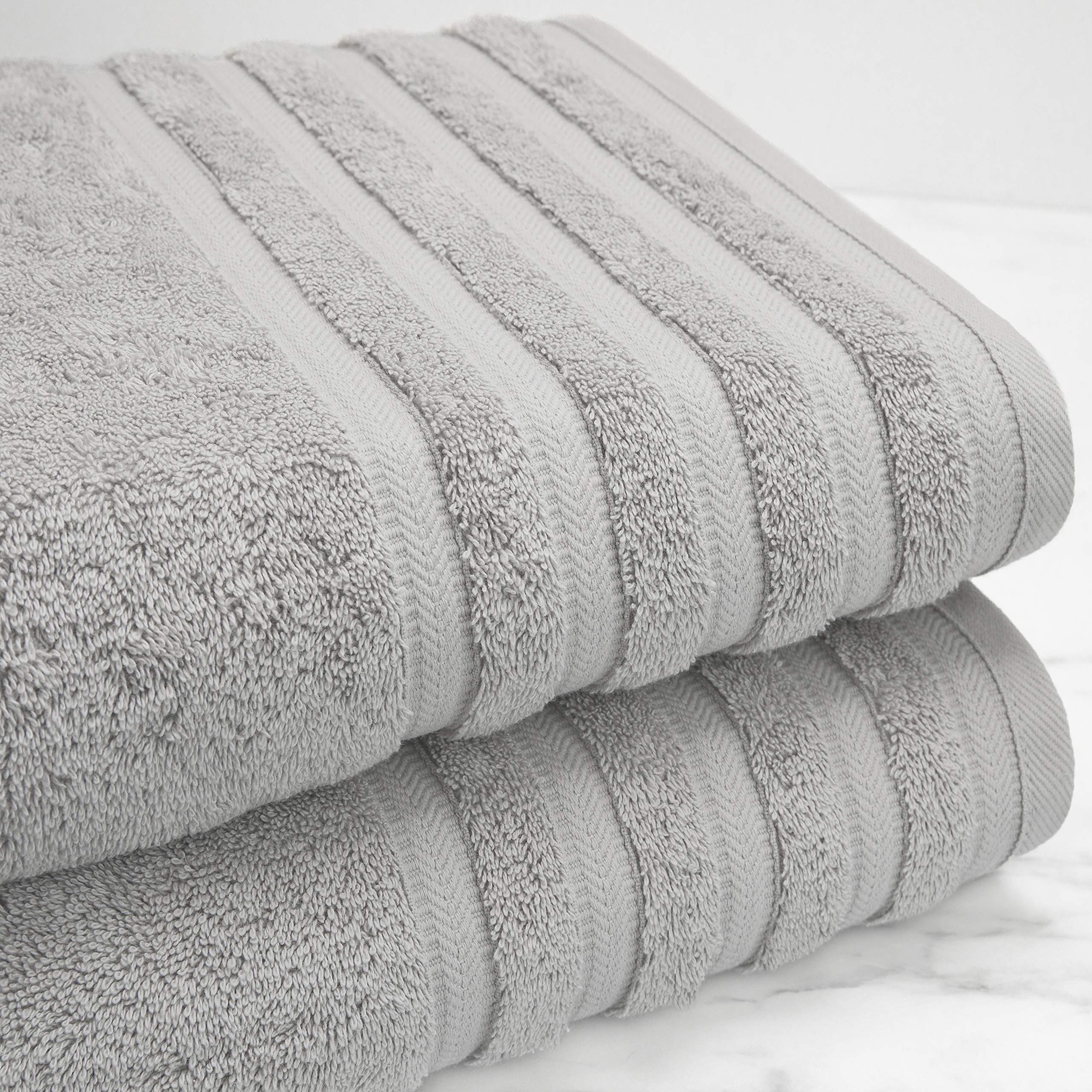 Baltic Linen Pure Elegance 100% Turkish Cotton Luxury Towels, 2 Bath Towels, 2 Hand Towels, 2 Washcloths, Sterling, 6 Piece Set