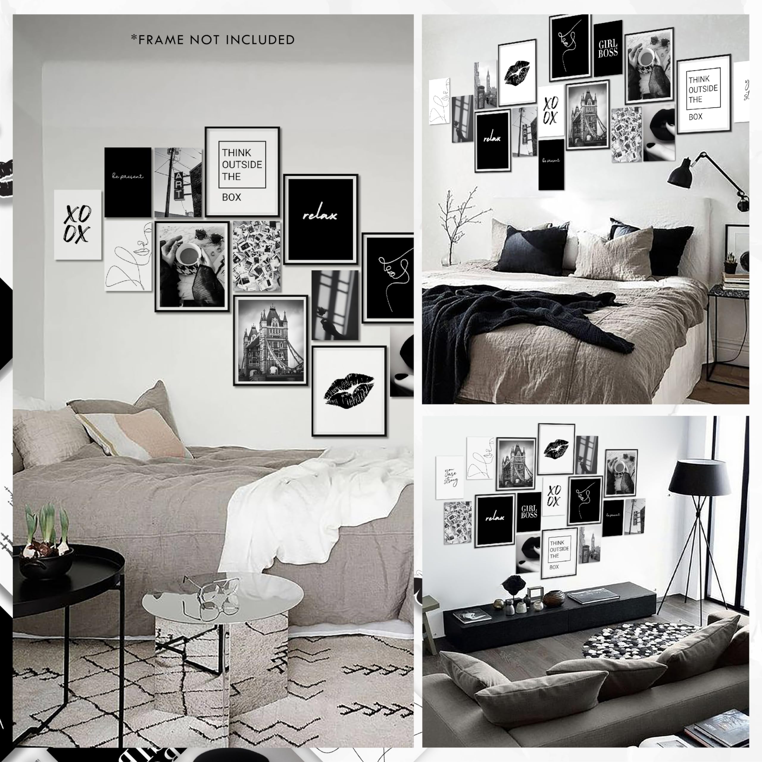97 Decor Black and White Posters for Room Aesthetic - Black and White Wall Decor  Black and White Room Decor for Teen Girls  Boy Play Bunny Art Prints  Photo Picture Bedroom Decoration (8x10 UNFRAMED)
